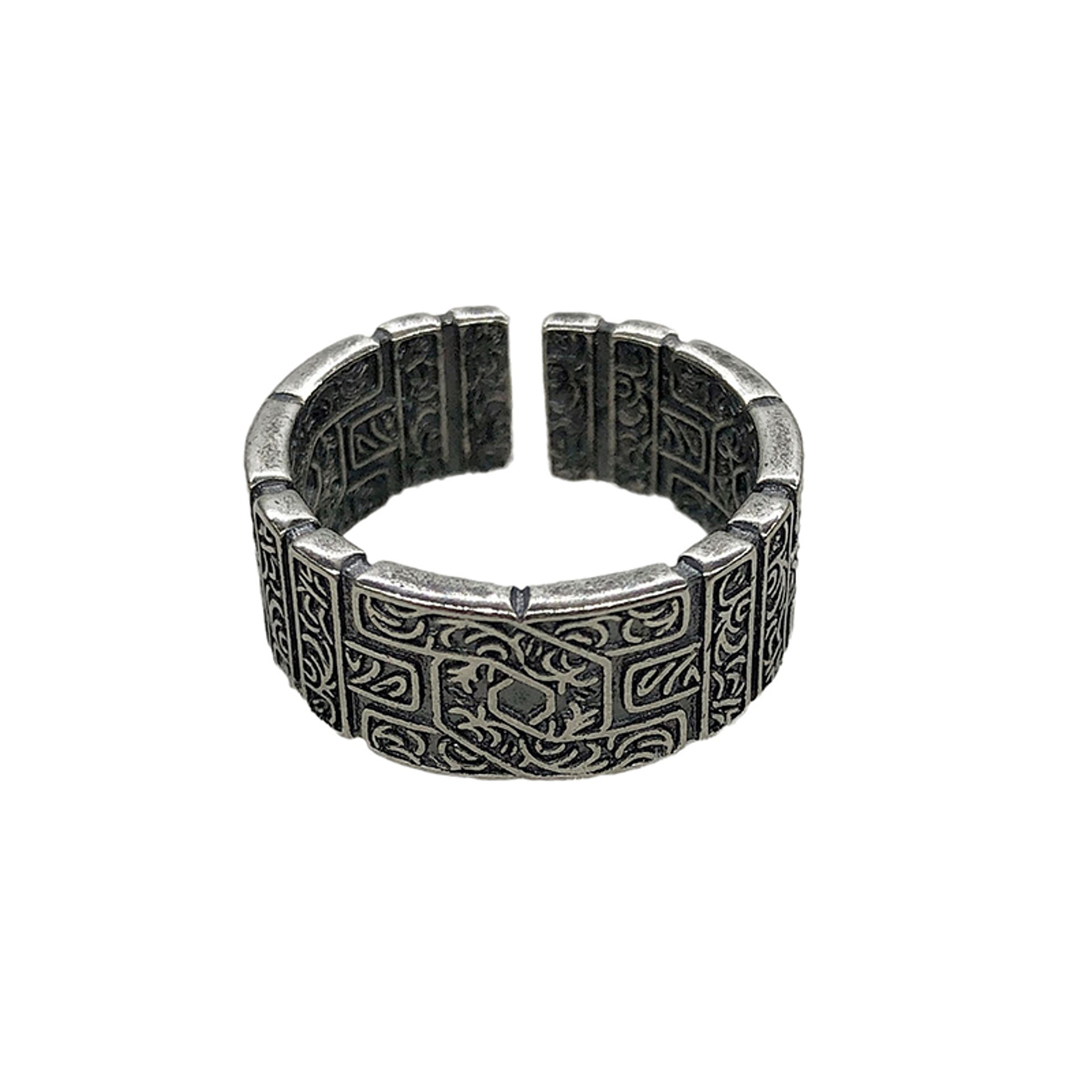 Tang Grass Gothic Open Ring for Men and Women Vintage Silver Punk Statement Jewelry – view 7