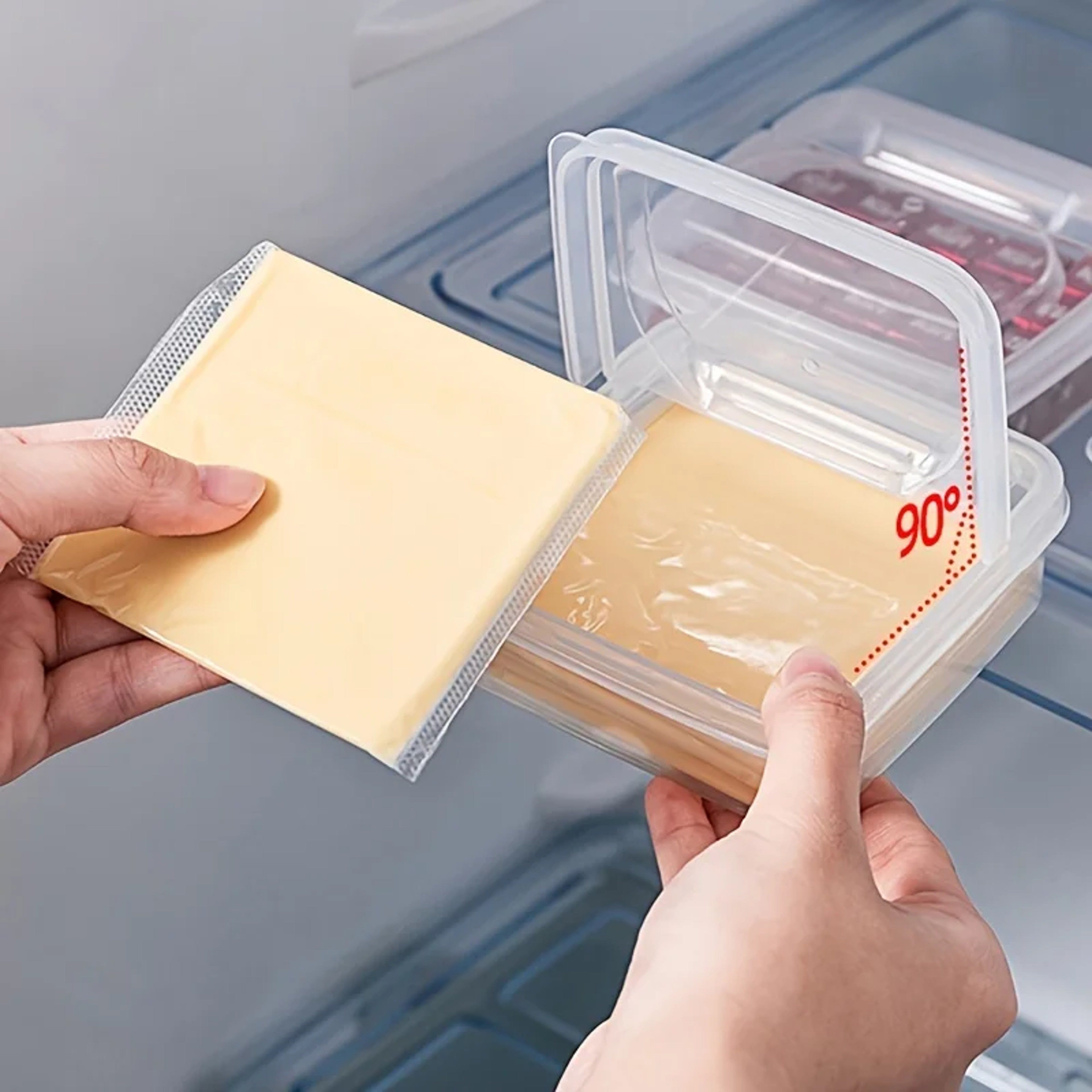 FreshKeep Cheese Slice Storage Container with Flip Lid for Fridge Organization – view 1