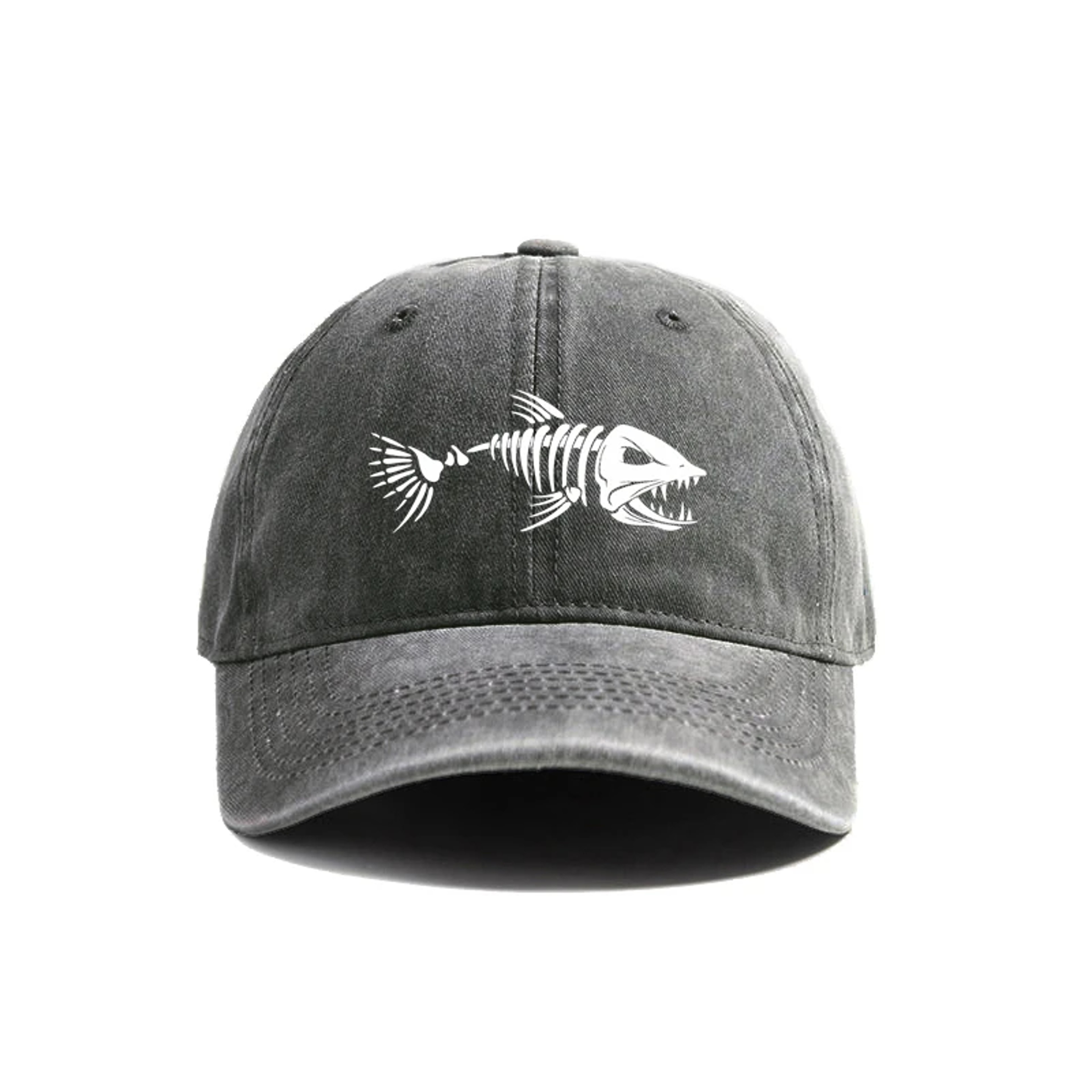 Vintage Fishbone Printed Baseball Cap Unisex Adjustable Casual Hat 2