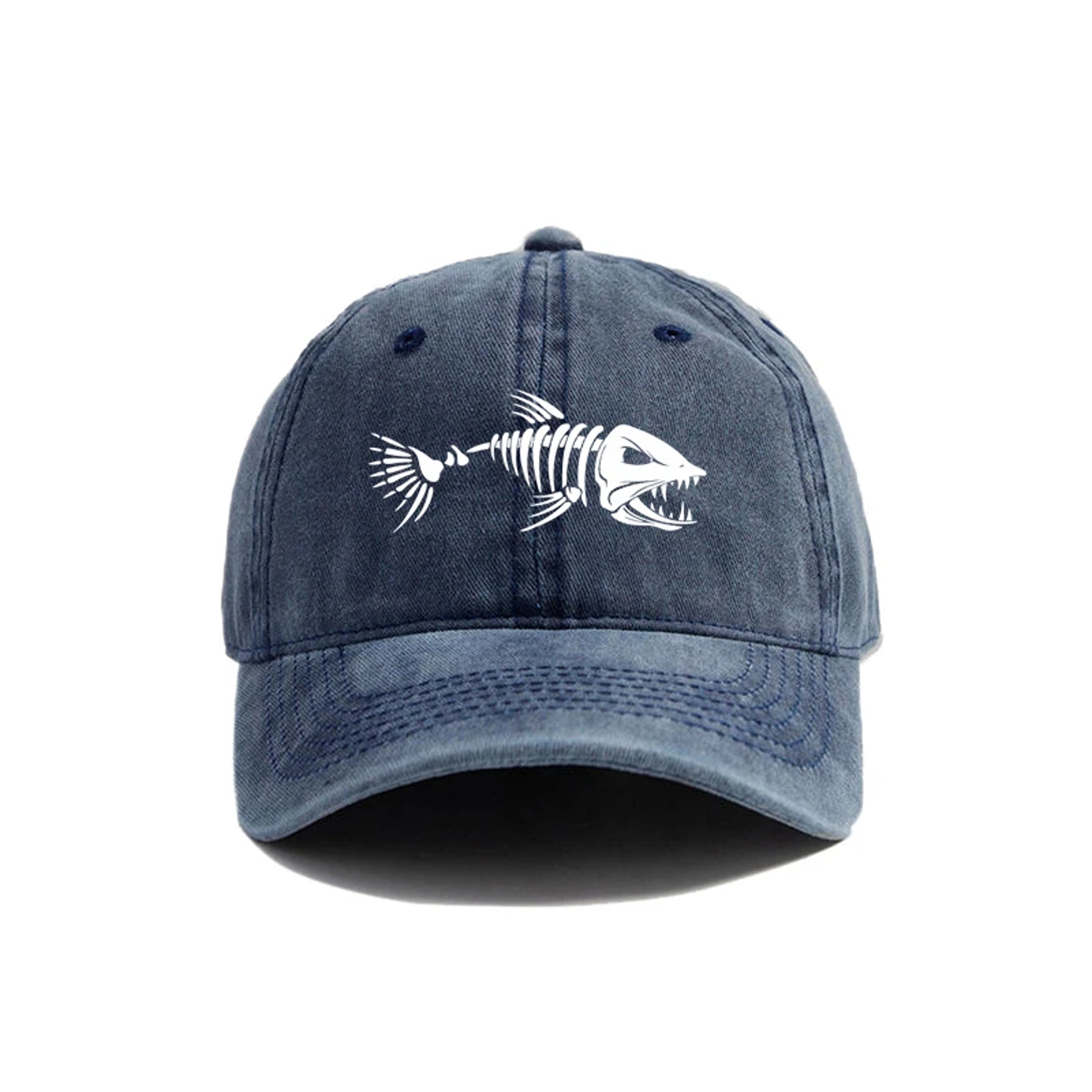 Vintage Fishbone Printed Baseball Cap Unisex Adjustable Casual Hat 7