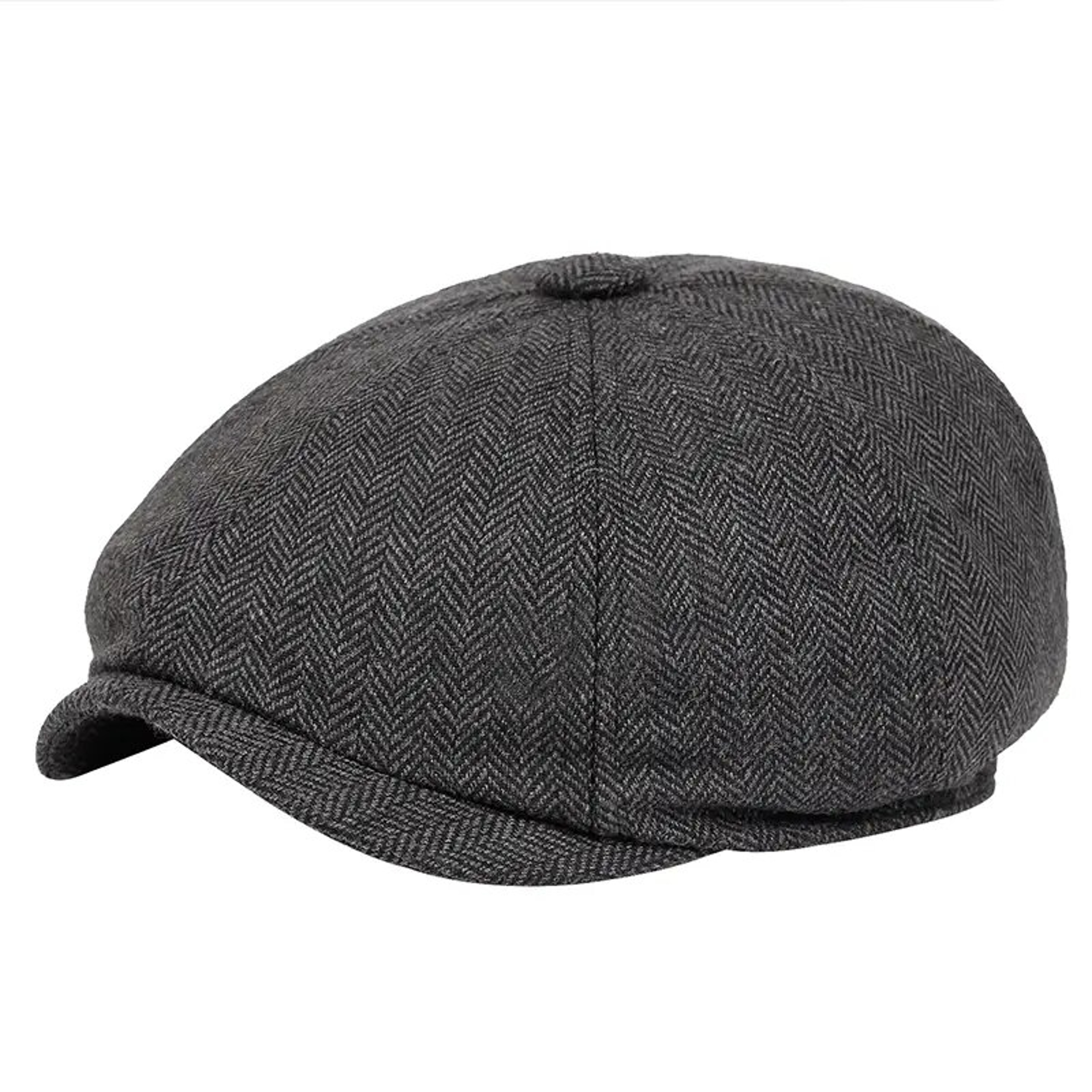 Vintage Herringbone Newsboy Cap for Men Classic British Flat Cap – view 2