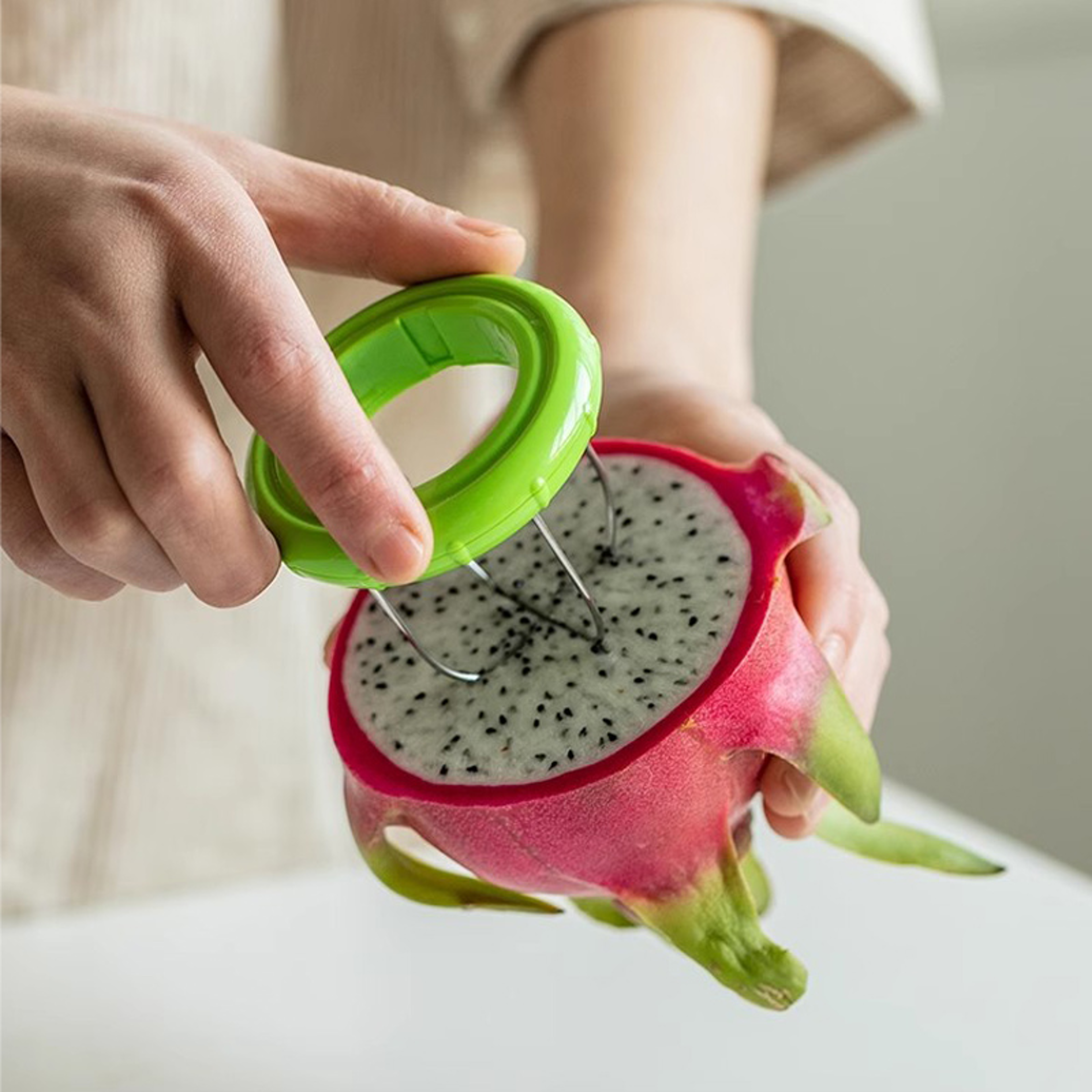 Stainless Steel Kiwi Cutter & Fruit Slicer Tool for Easy Peeling and Salad Prep – view 6