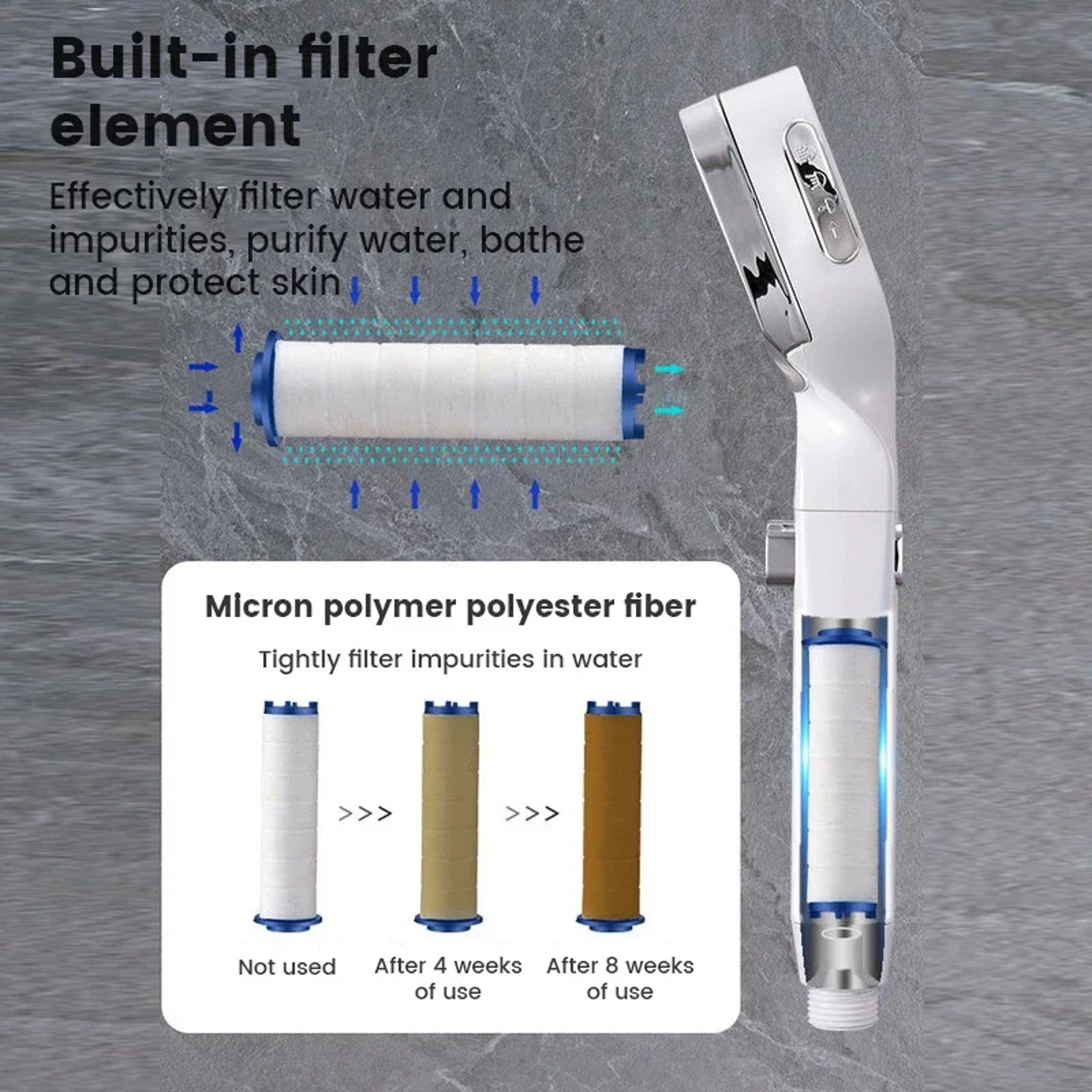 AquaPulse High Pressure Shower Head With Spray Modes  Water Saving Stop Button 5
