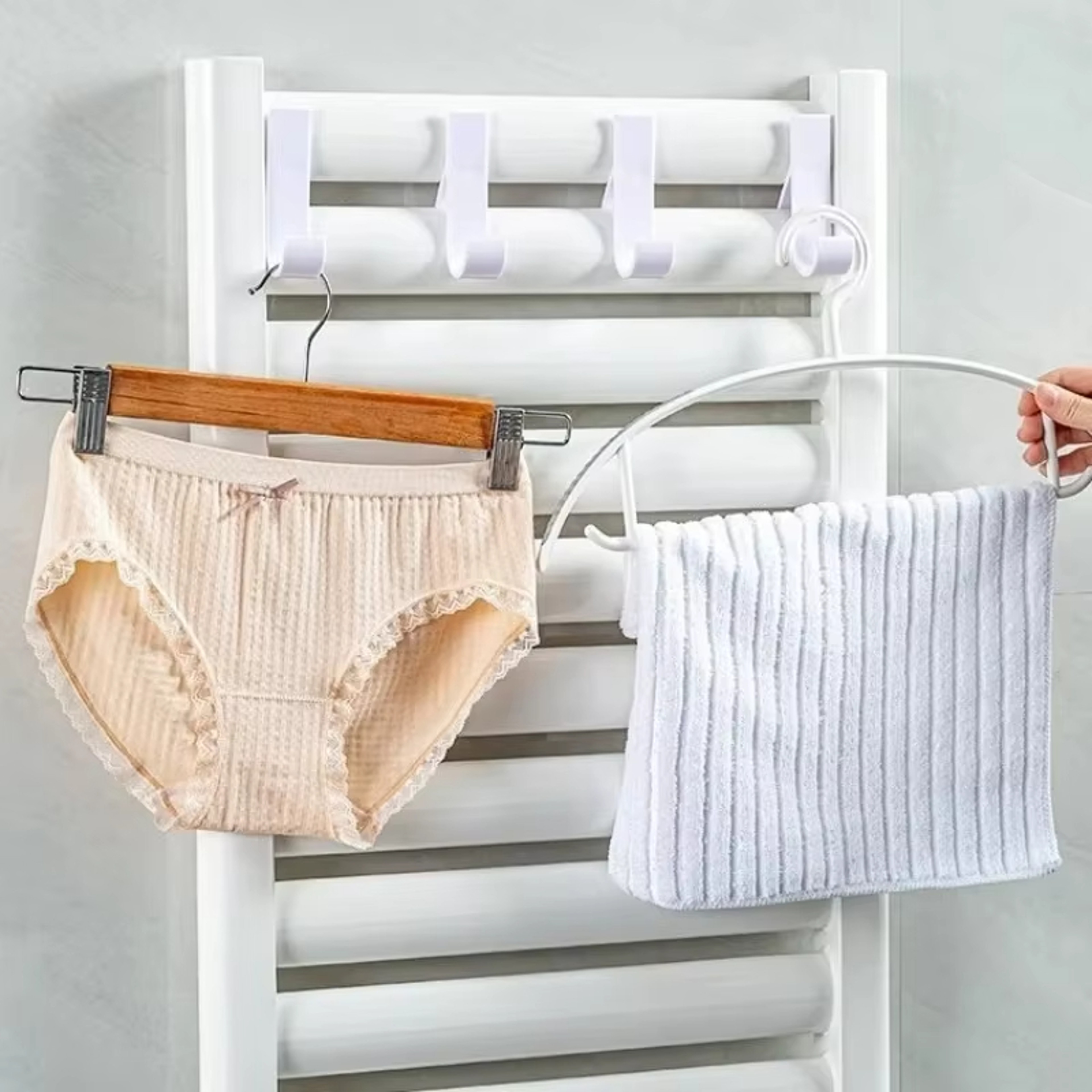 Radiator Rail Towel Hooks Space Saving Bathroom Towel Hanger Clips 5