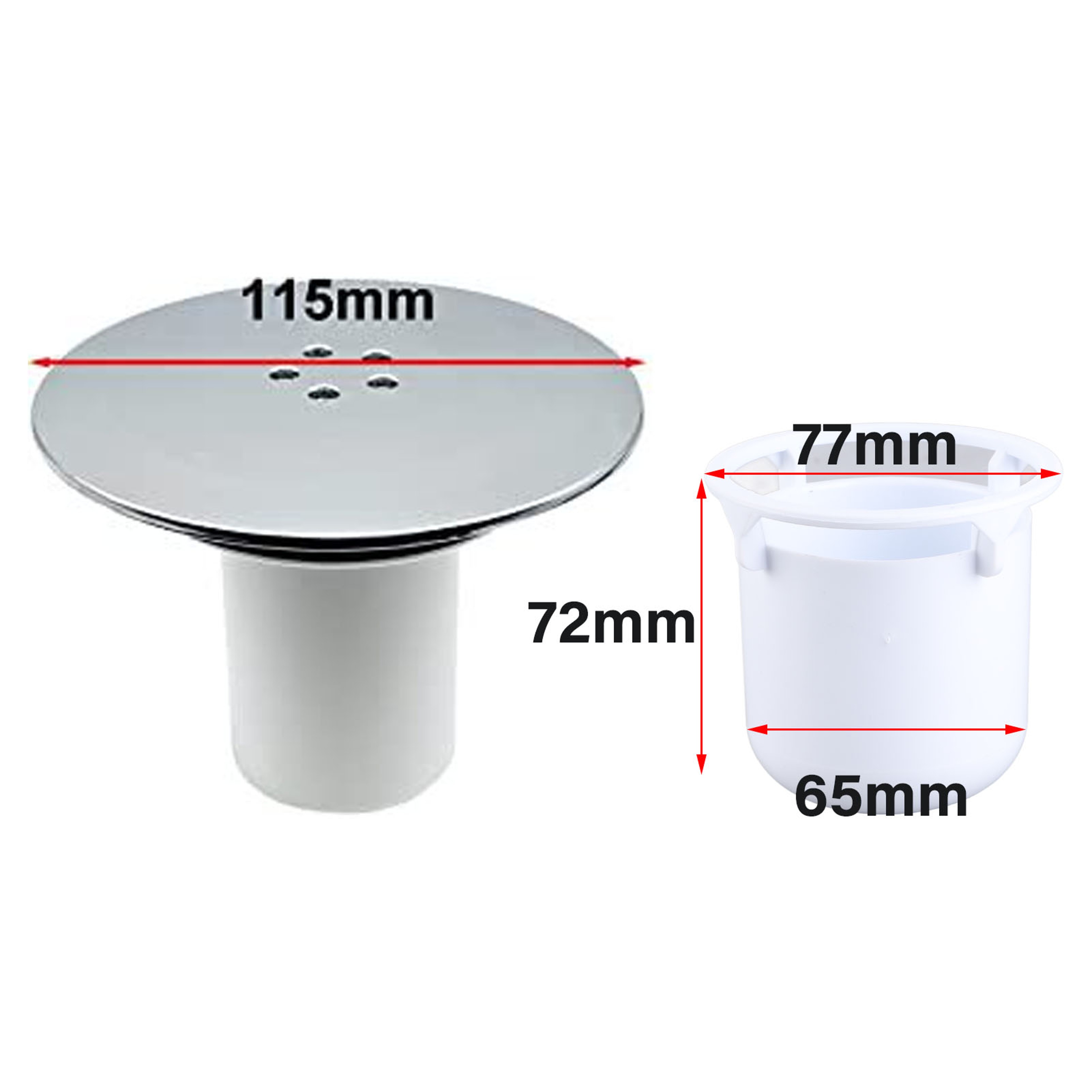 FastFlow Shower Drain Cover & Hair Trap Replacement for 90mm Waste Holes – view 6