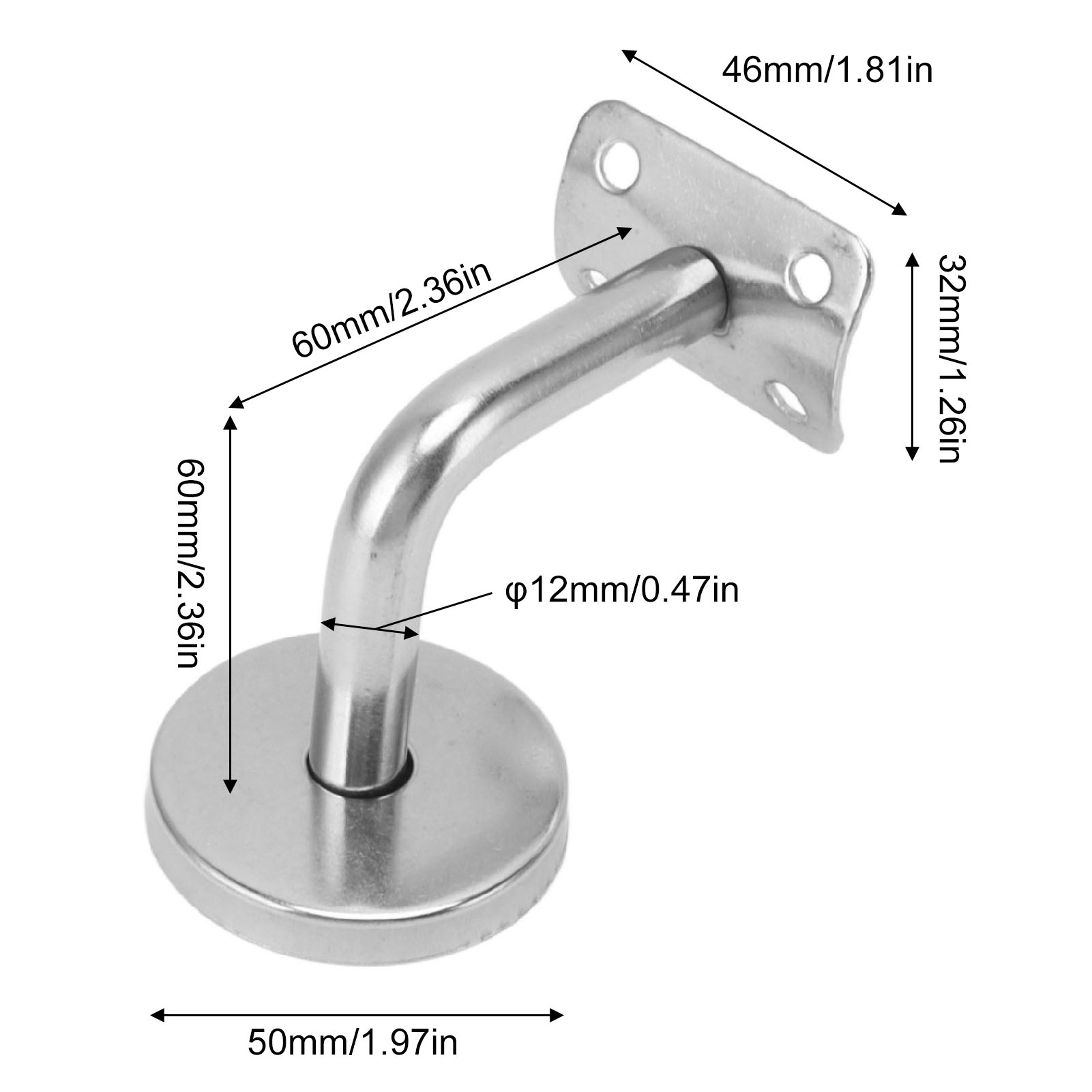 Stainless Steel Wall Handrail Bracket Set for Stair Railing Support Pack – view 6