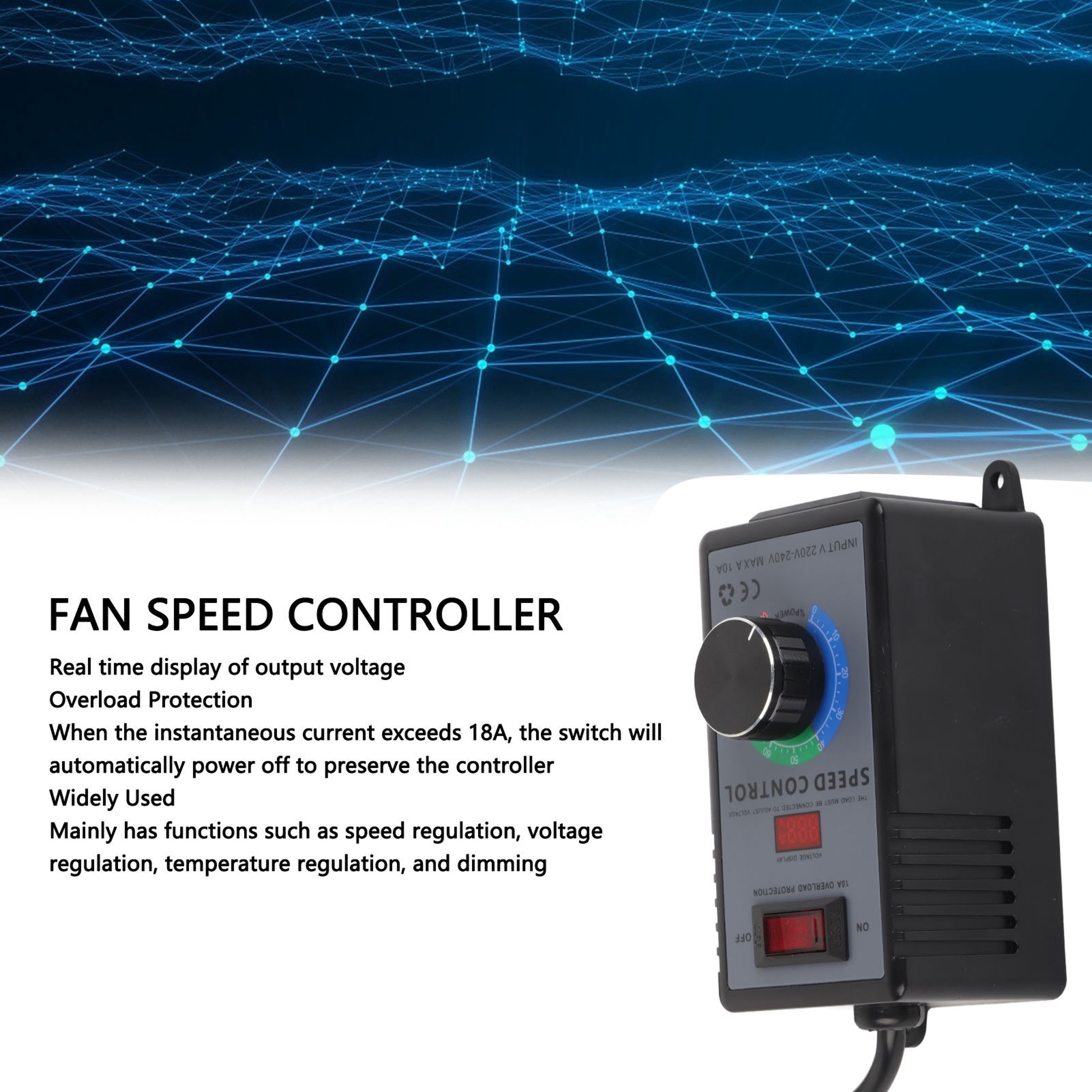 Smart AC Fan Speed Controller with Overload Protection Variable Voltage Regulator – view 5