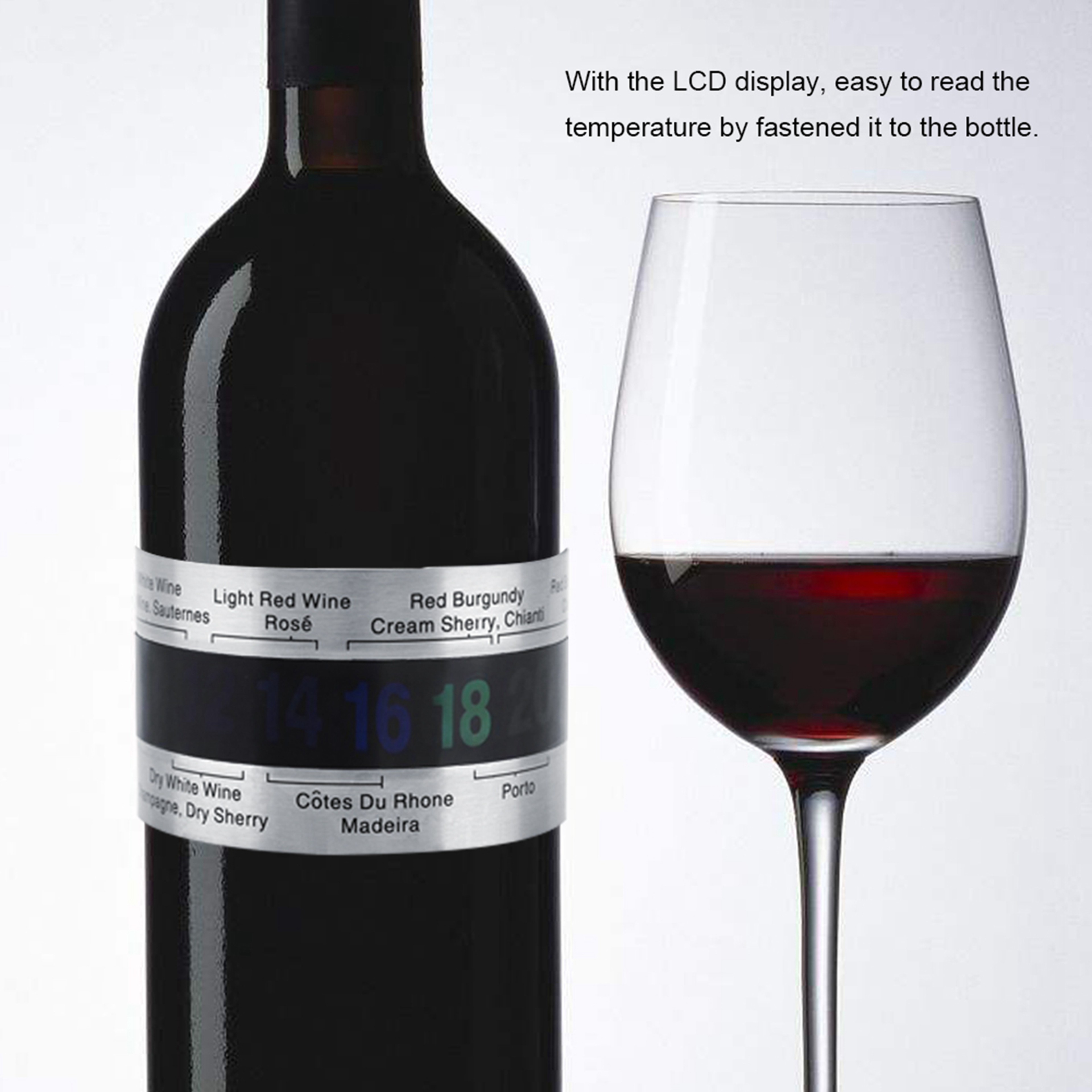 WineTemp Snap Collar Thermometer for Wine Bottles with LCD Temperature Display – view 4