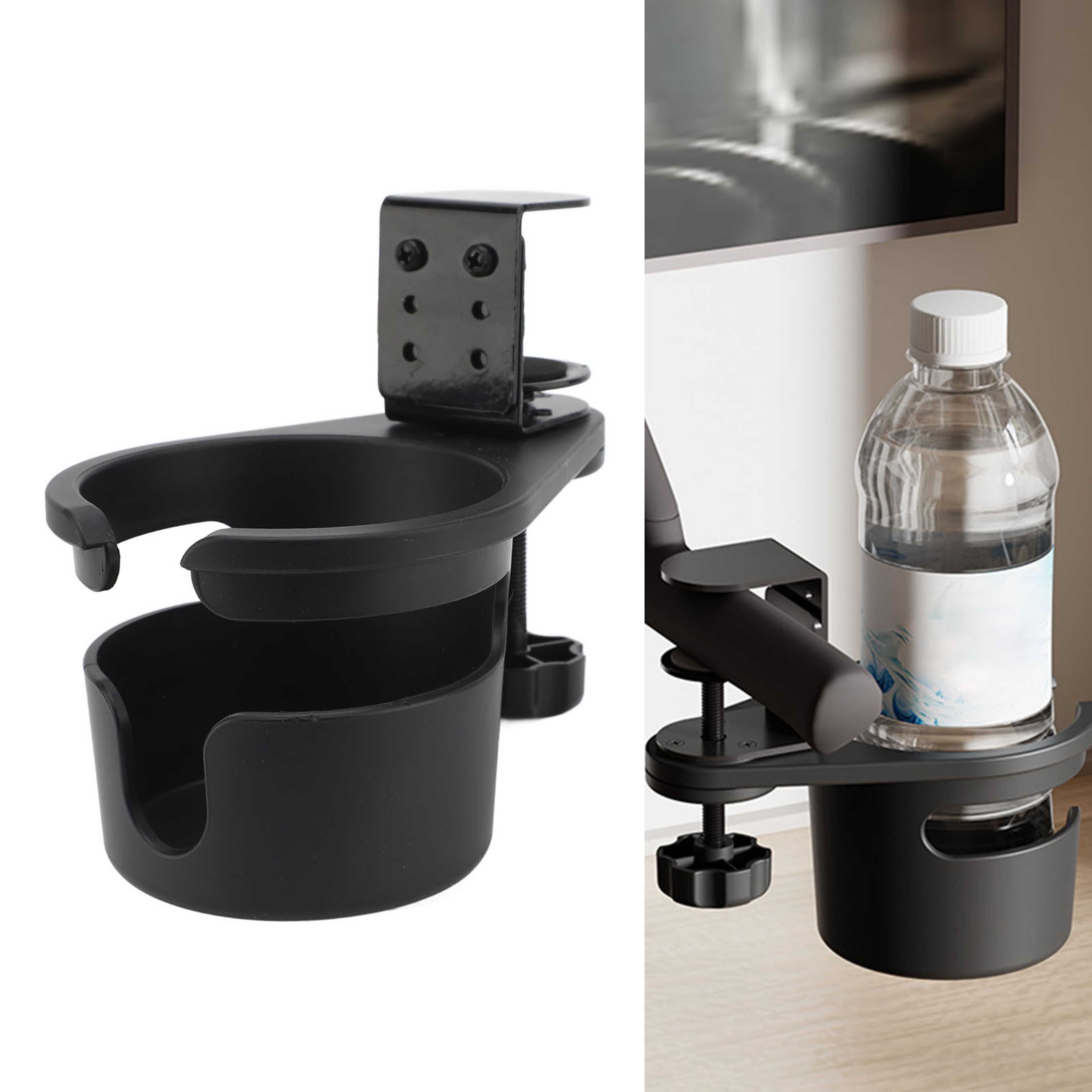 Rotating Clip On Desk Cup Holder for Coffee Mugs & Water Bottles – view 1
