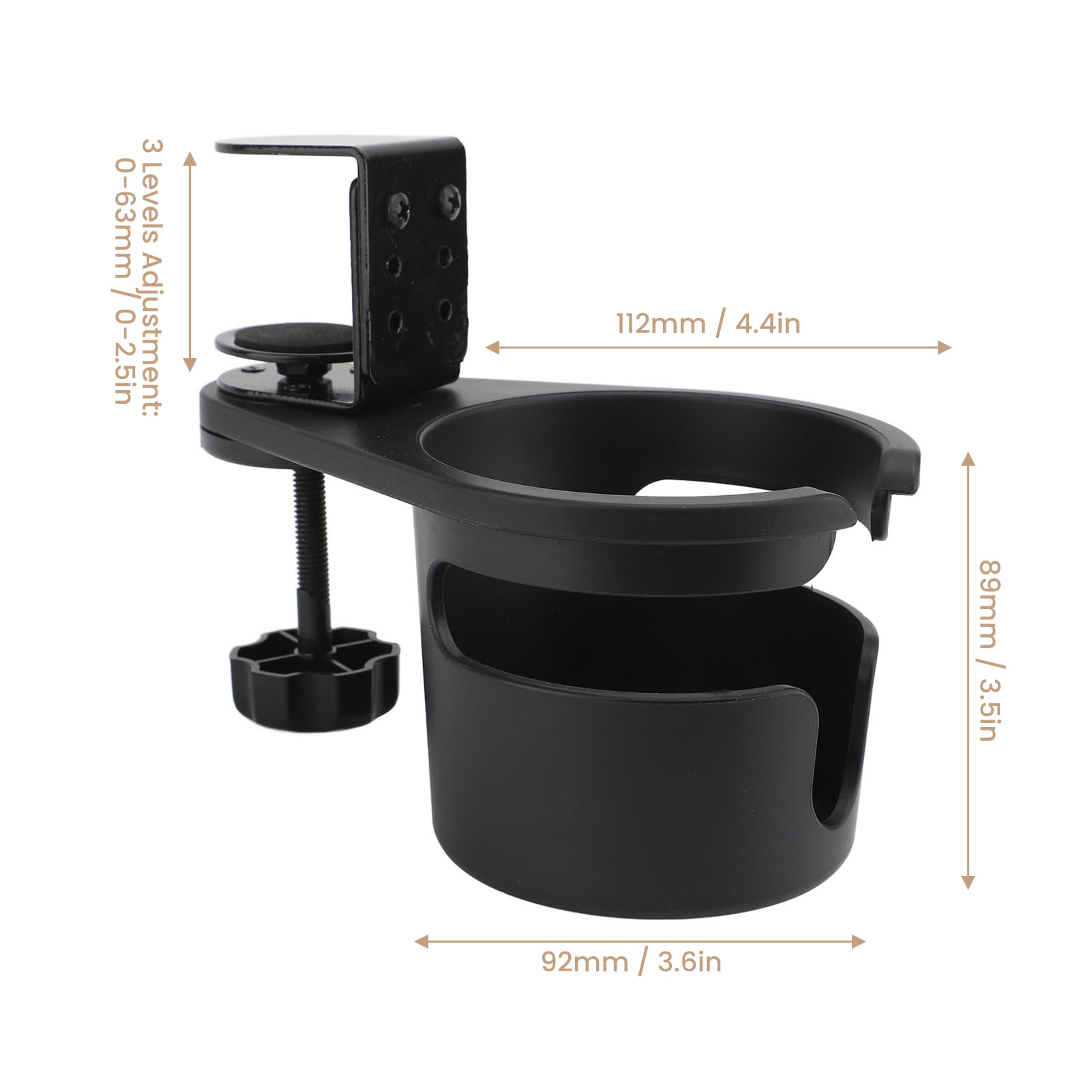 Rotating Clip On Desk Cup Holder for Coffee Mugs & Water Bottles – view 6