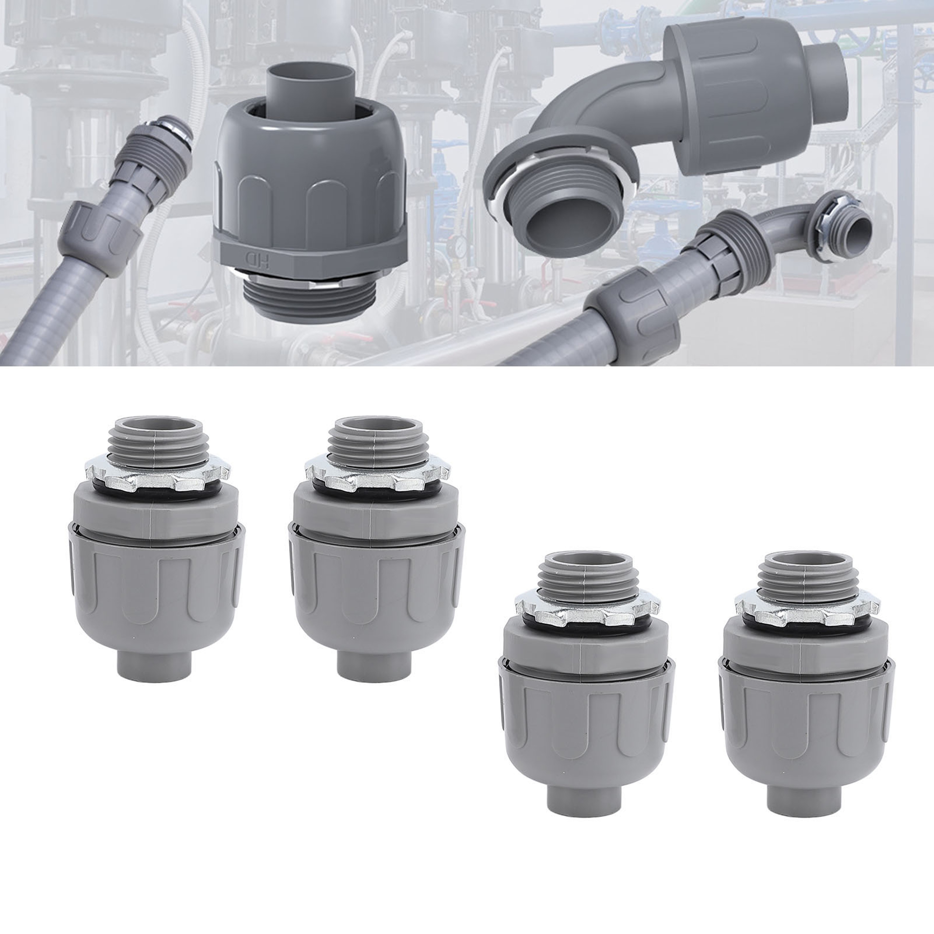 Pack Liquid Tight Conduit Connector Nylon NPT Electrical Fittings for Outdoor Wiring – view 4
