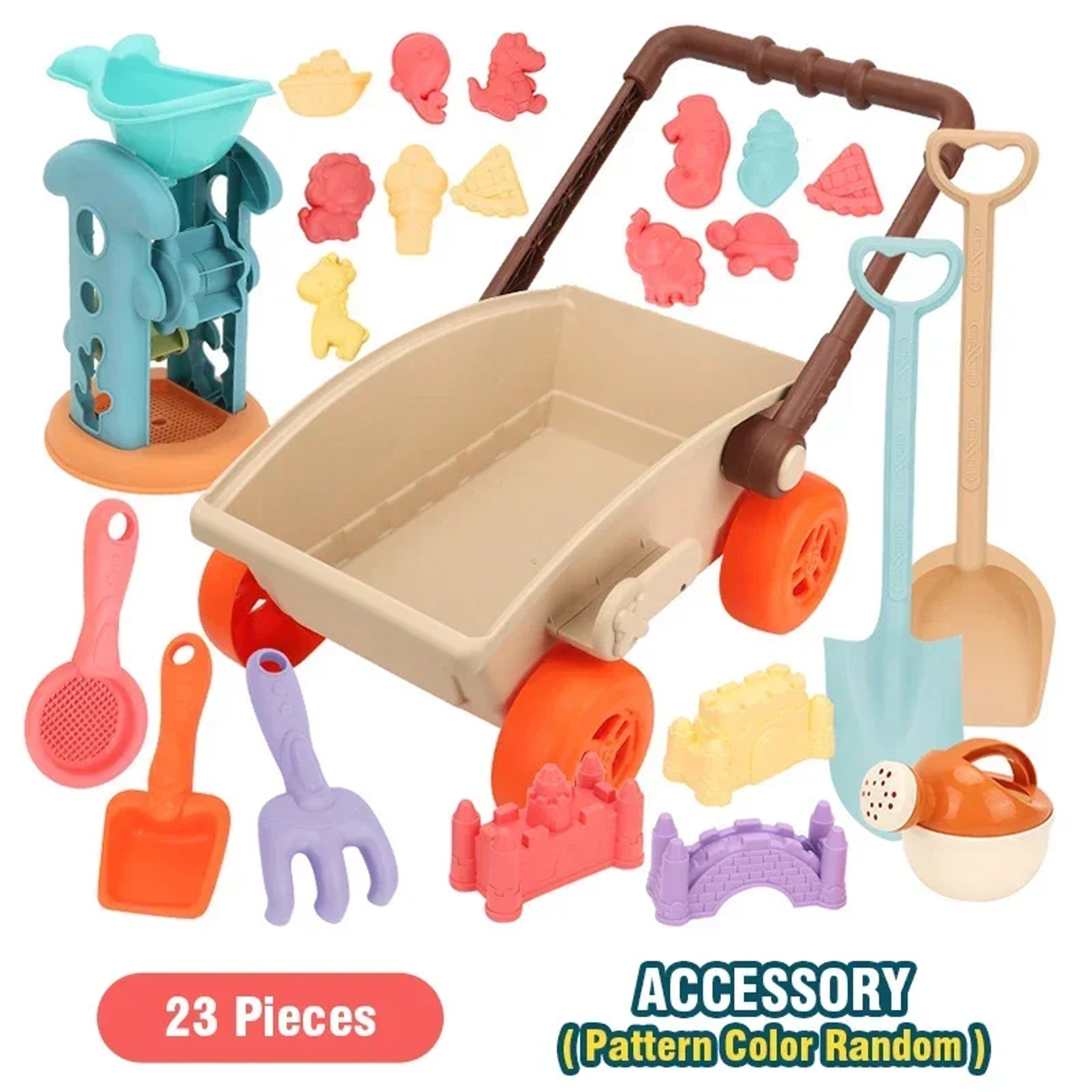 Beach Explorer Trolley Sand Toys Set Beach Toys For Kids With Collapsible Bucket  Sand Molds 2