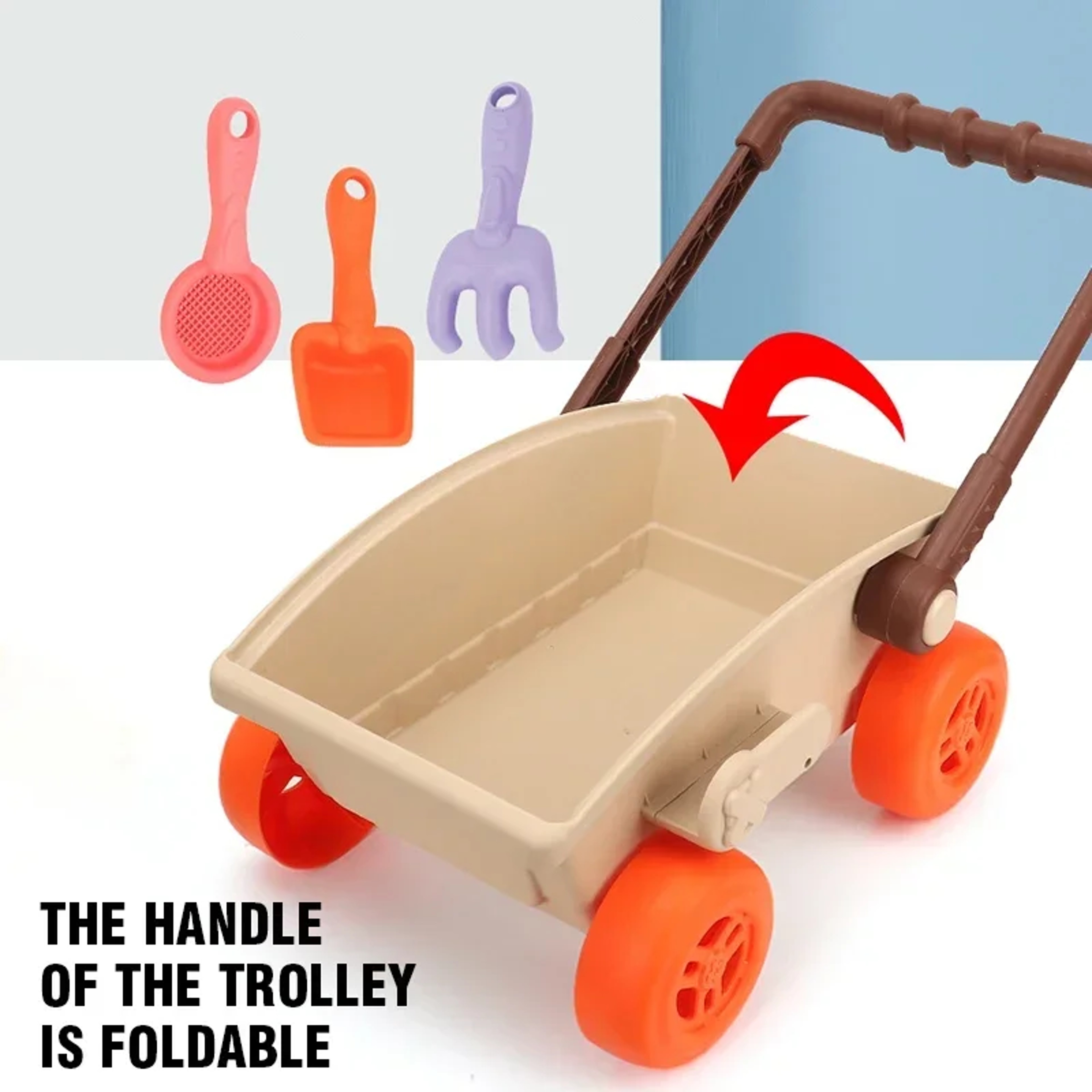 Beach Explorer Trolley Sand Toys Set Beach Toys For Kids With Collapsible Bucket  Sand Molds 4