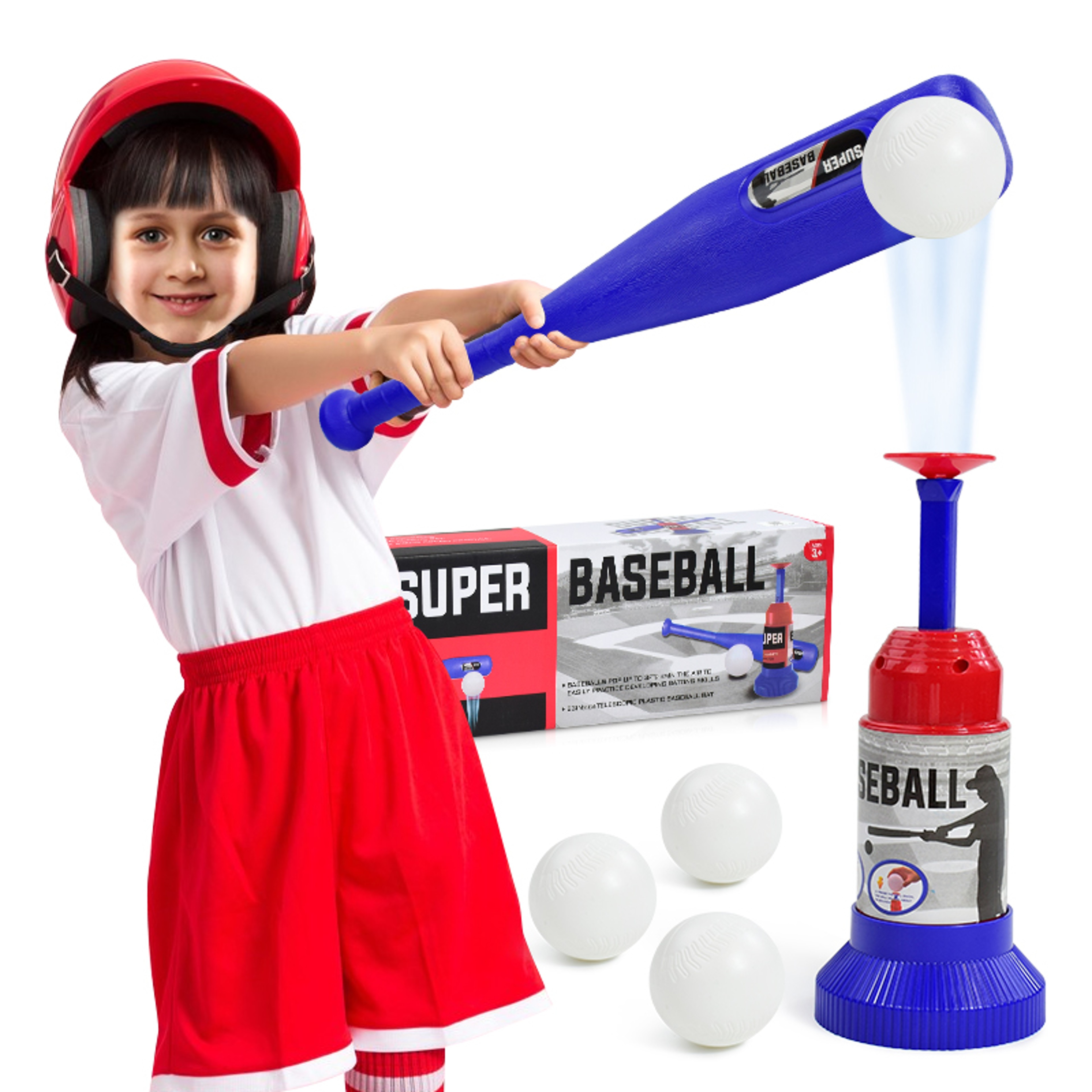 Children Press Long and Short Baseball Toys,Kids TBall Set for Outdoor Sports,Leisure – view 2