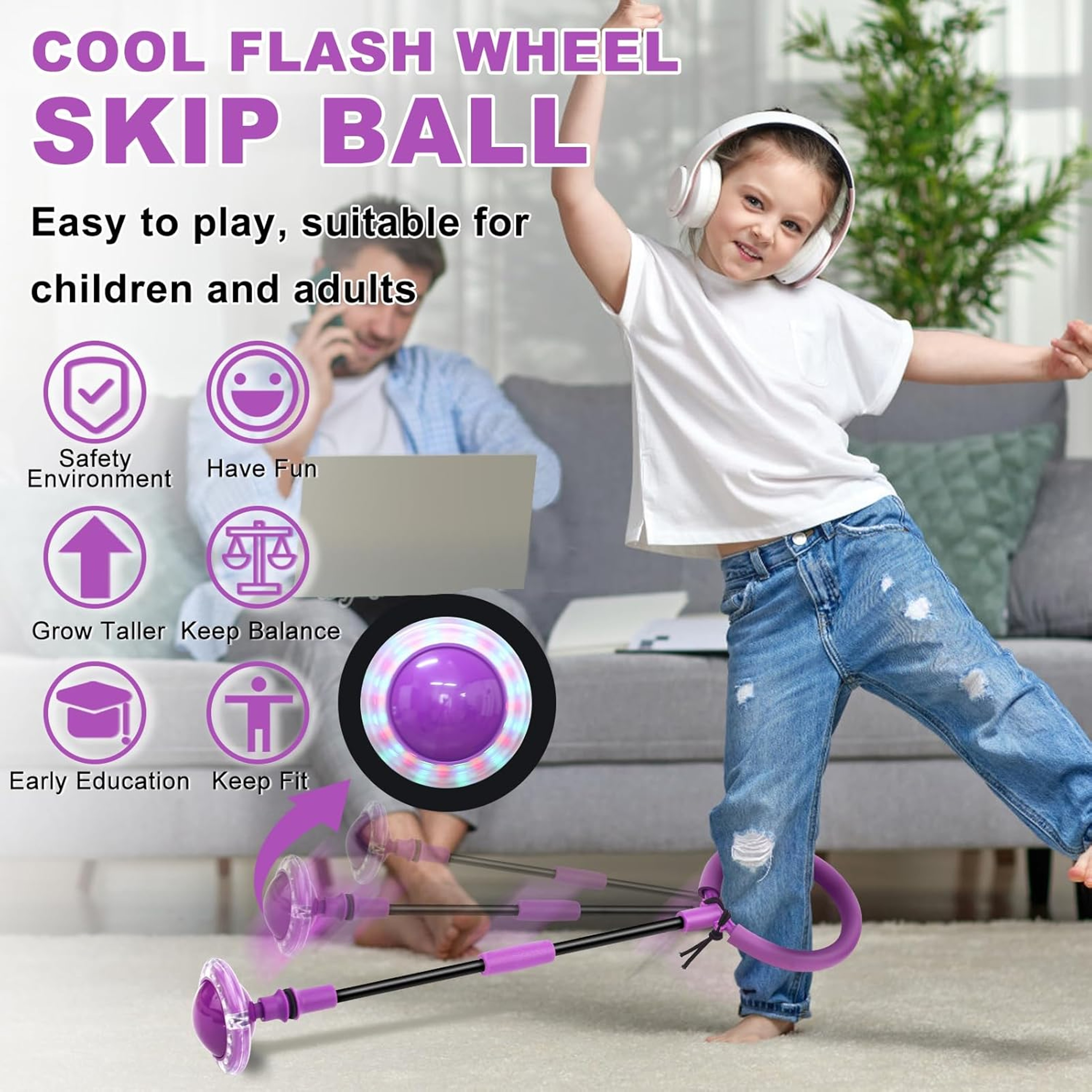 Flash Wheel Ankle Skip Ball for Kids & Adults Foldable Fitness Play Toy – view 3