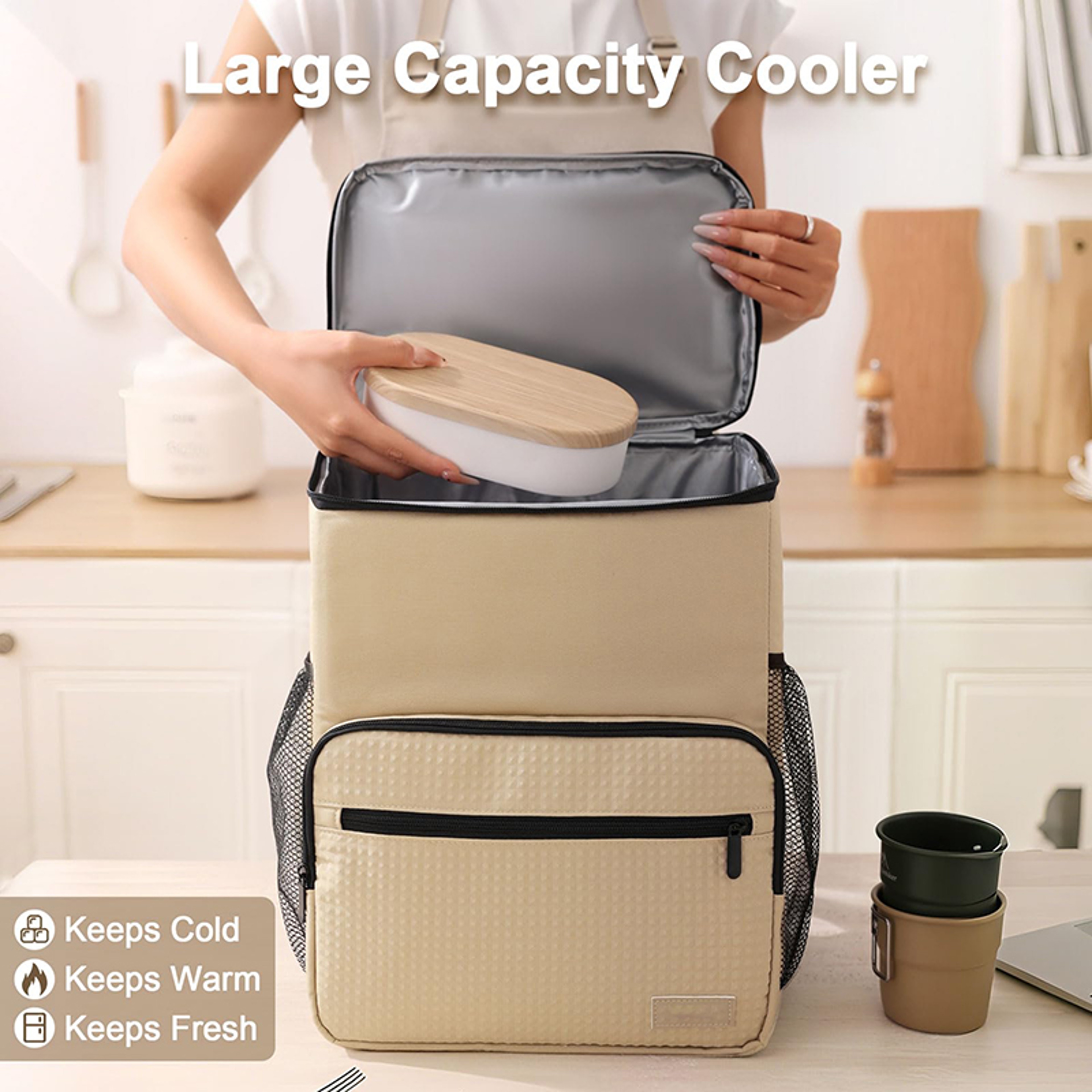 Insulated Delivery Backpack Cooler Large Capacity Portable Isothermal Food Storage Bag 4