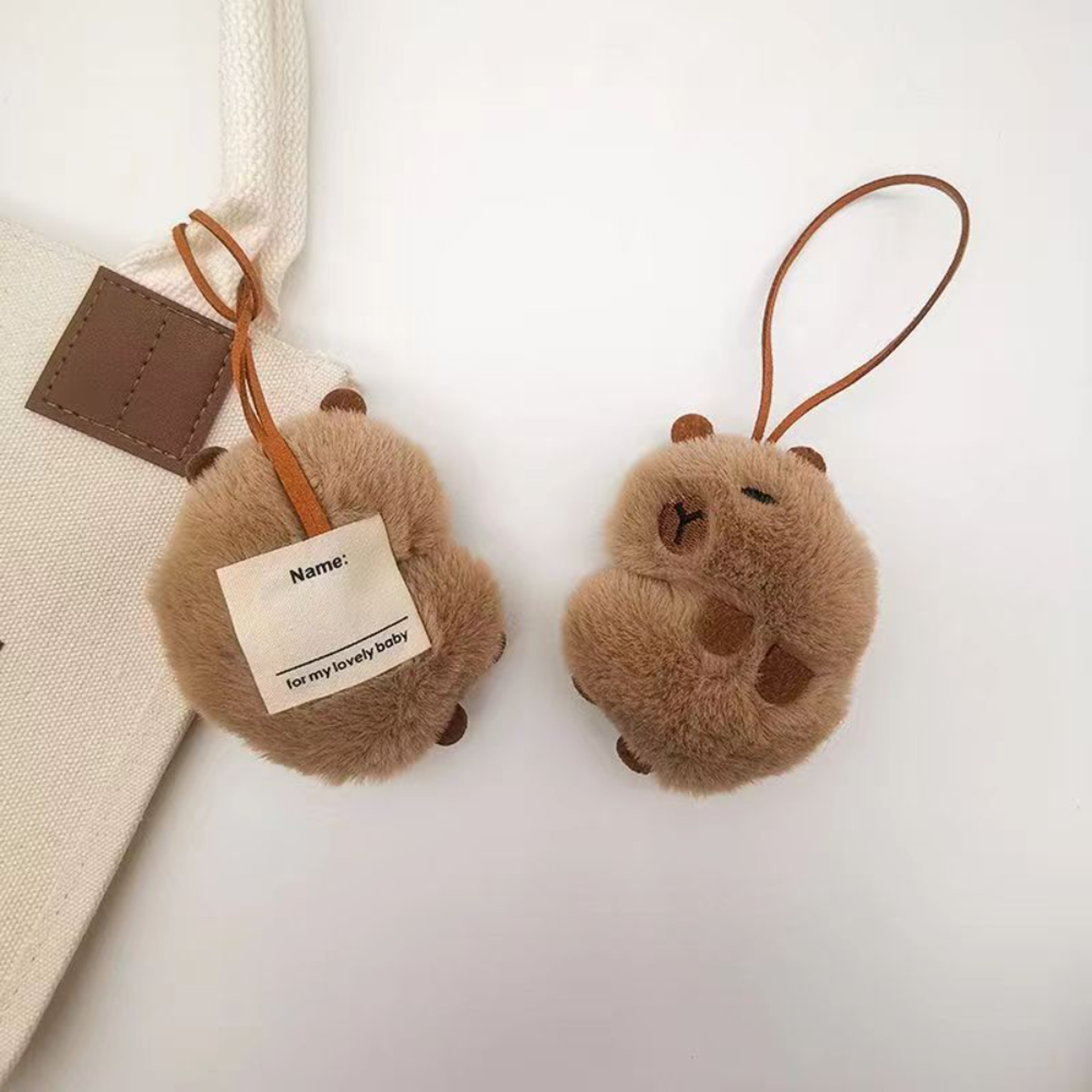 Plush Capybara Keychain Anti Lost Name Tag Backpack Charm Adorable Kawaii Key & Bag Accessory – view 8