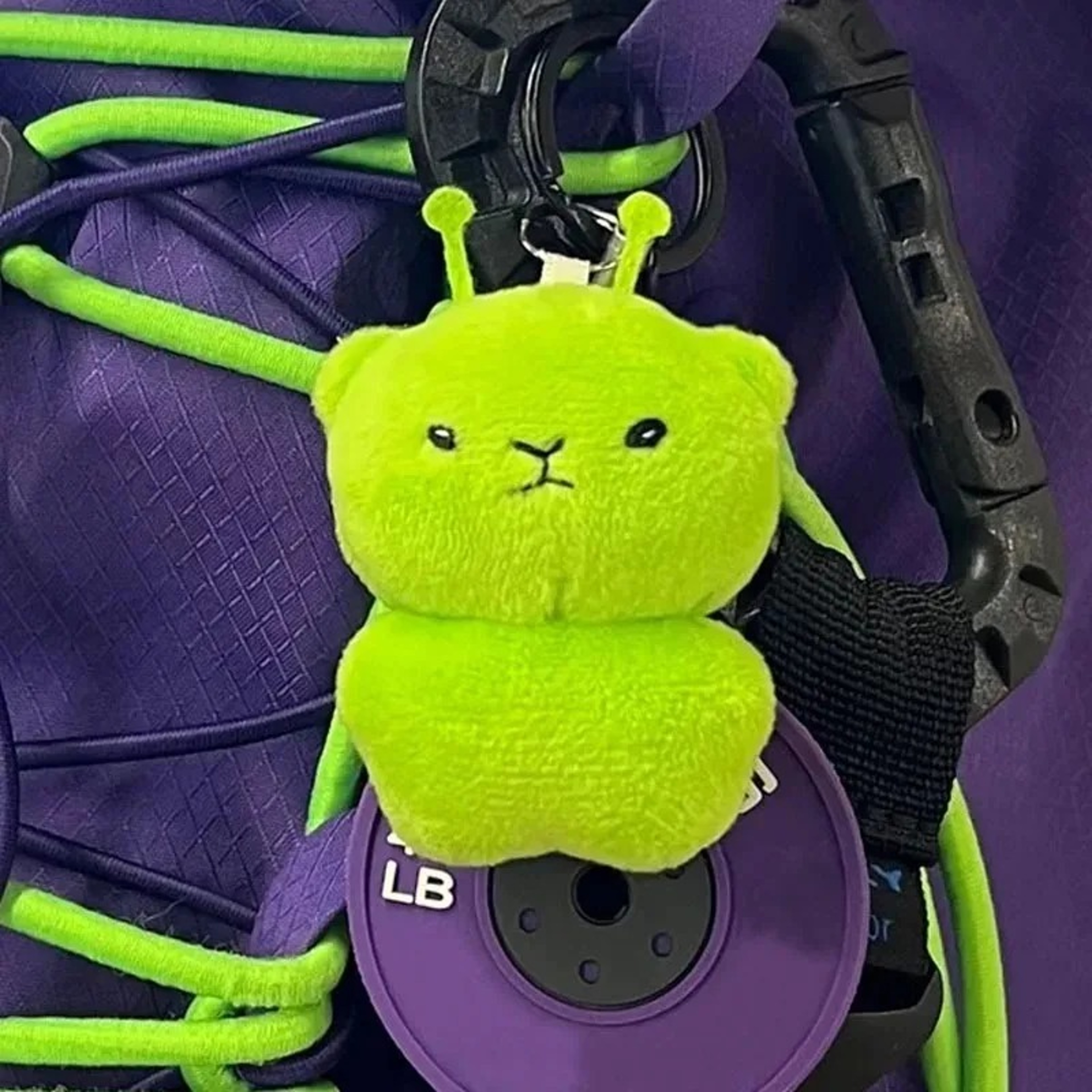 Cute Green Alien Cat Plush Keychain Galaxy Style Furry Bag Charm 3