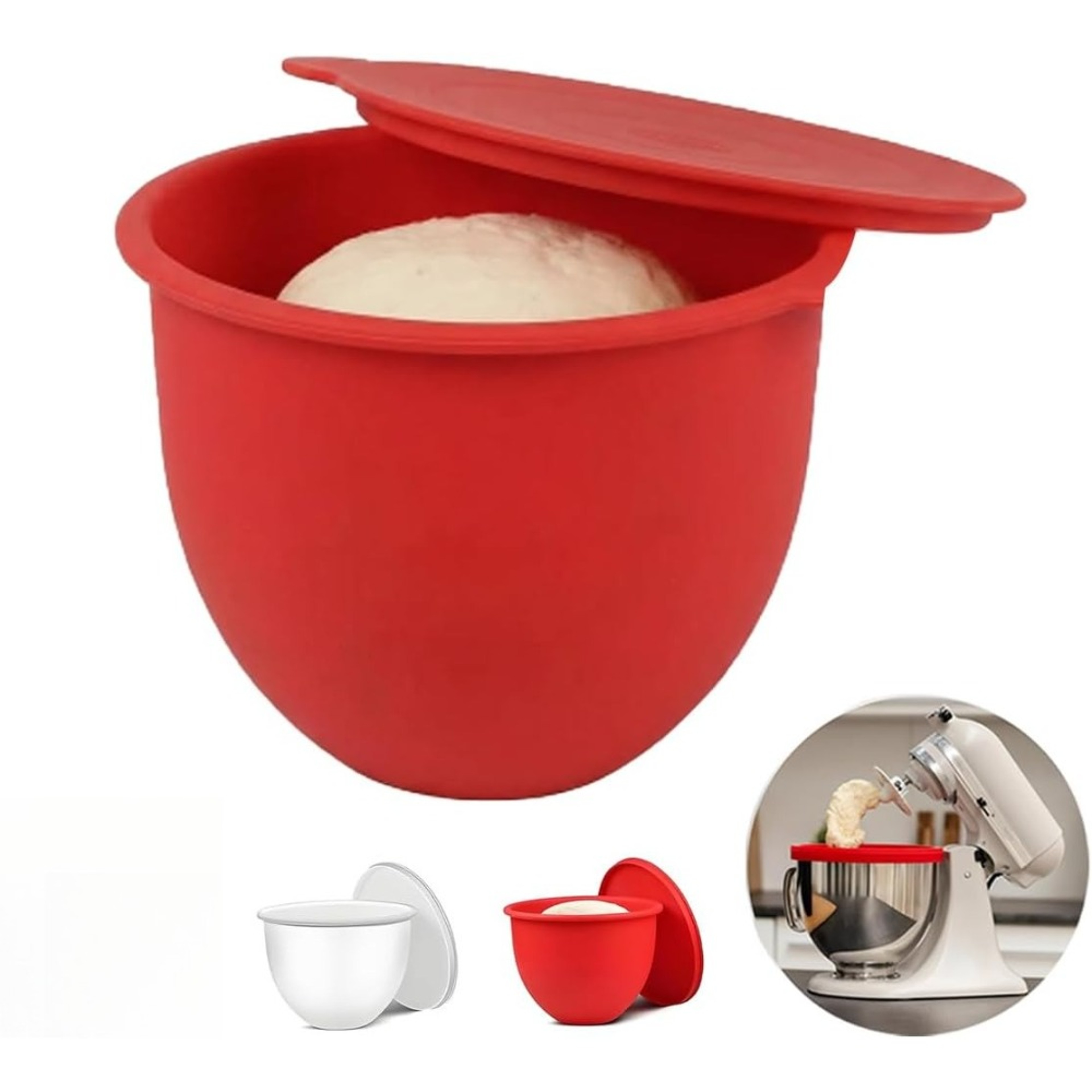 FlexiMix Silicone Bowl Liner Set with Lids for Stand Mixers Reusable Stand Mixer Bowl Liner & Baking Storage Solution – view 1