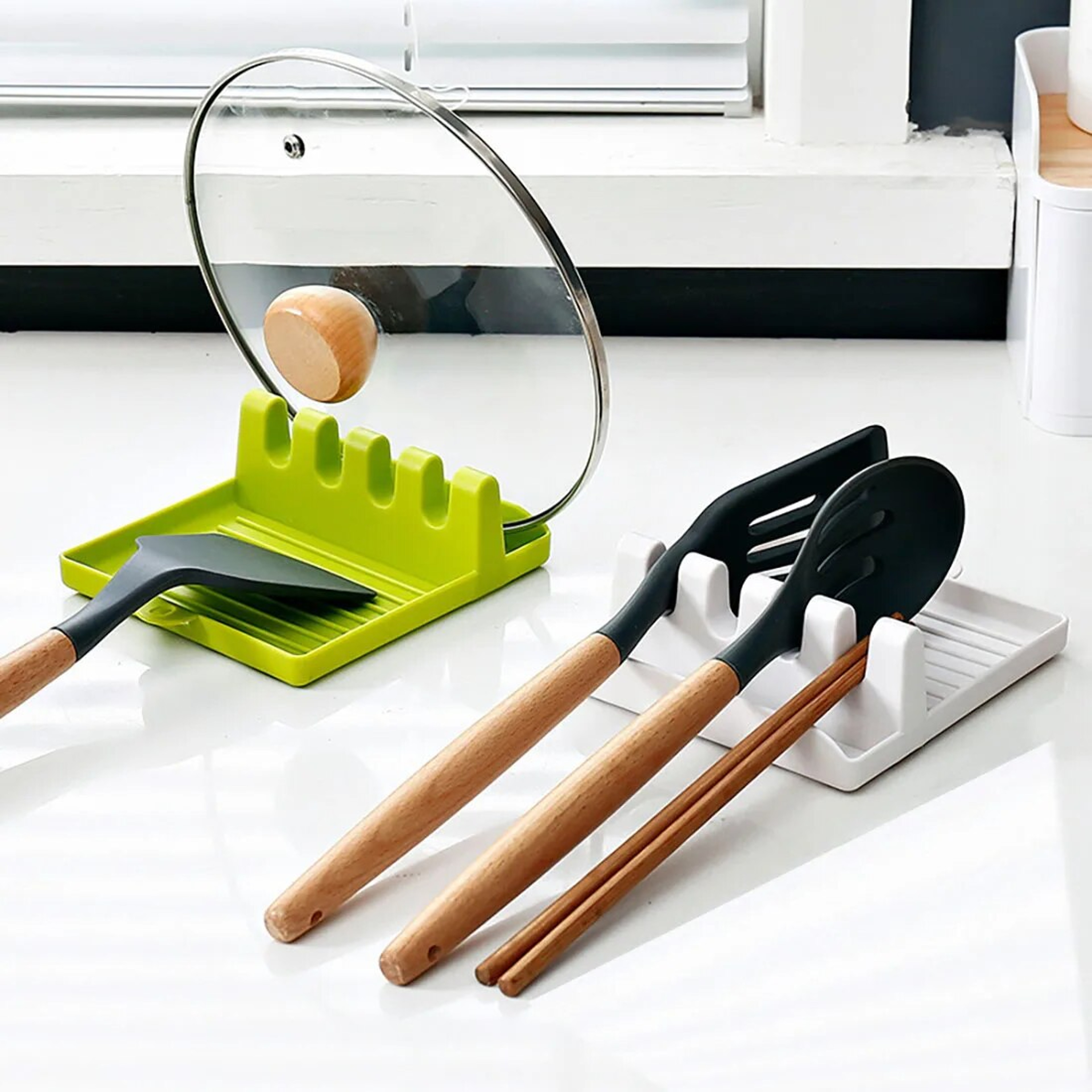 Premium Kitchen Countertop Utensil & Pot Lid Holder Rack Organizer – view 1