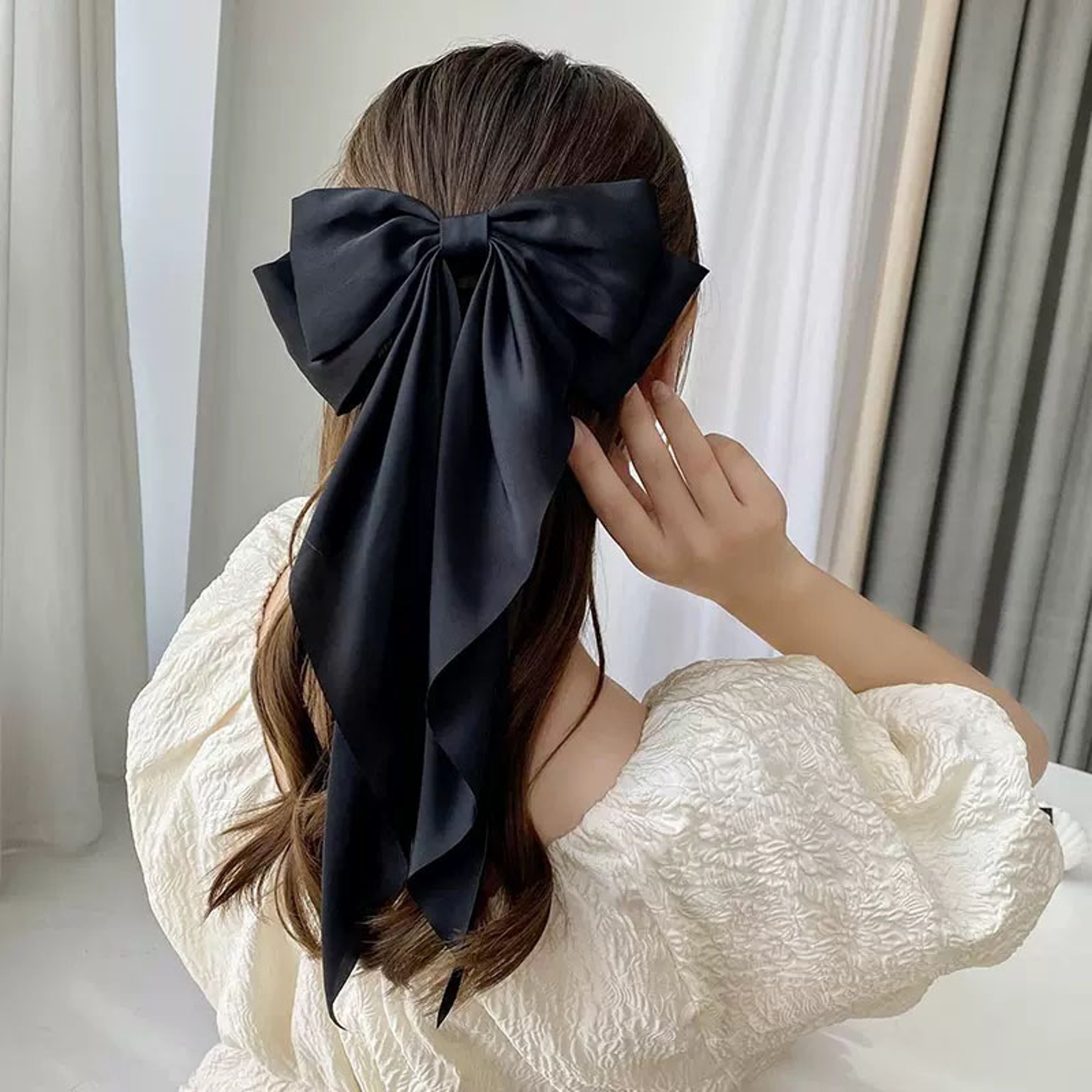 Elegant Large Satin Bow Hair Clip For Women  Girls Stylish Ribbon Hair Accessory 1