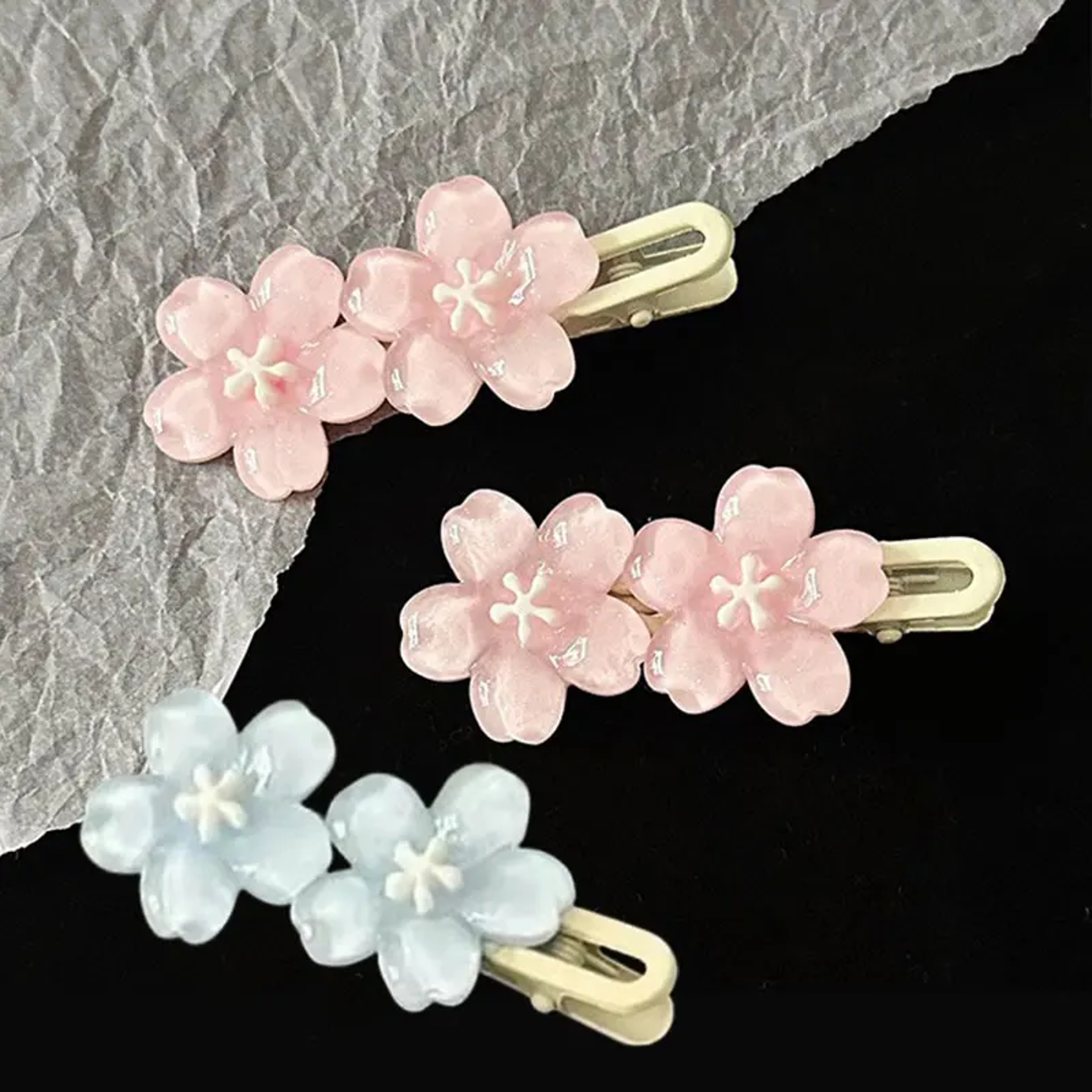 Cherry Blossom Jelly Flower Hair Clips For Girls Kawaii Floral Barrettes For Side Bangs 0