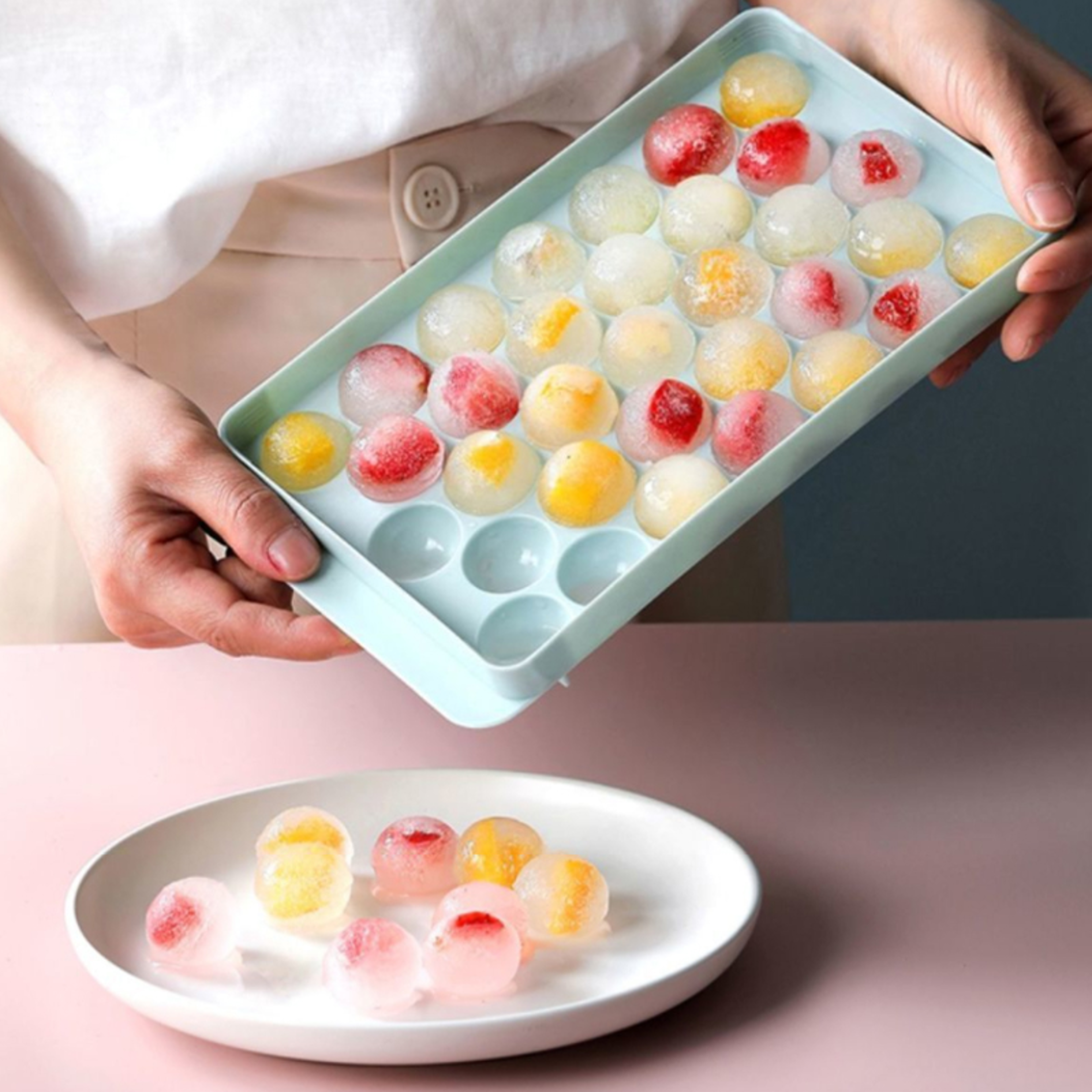 Premium Grid Round Ice Ball Mold & Popsicle Tray Large Capacity Frozen Treat & Whiskey Ice Balls Maker – view 2