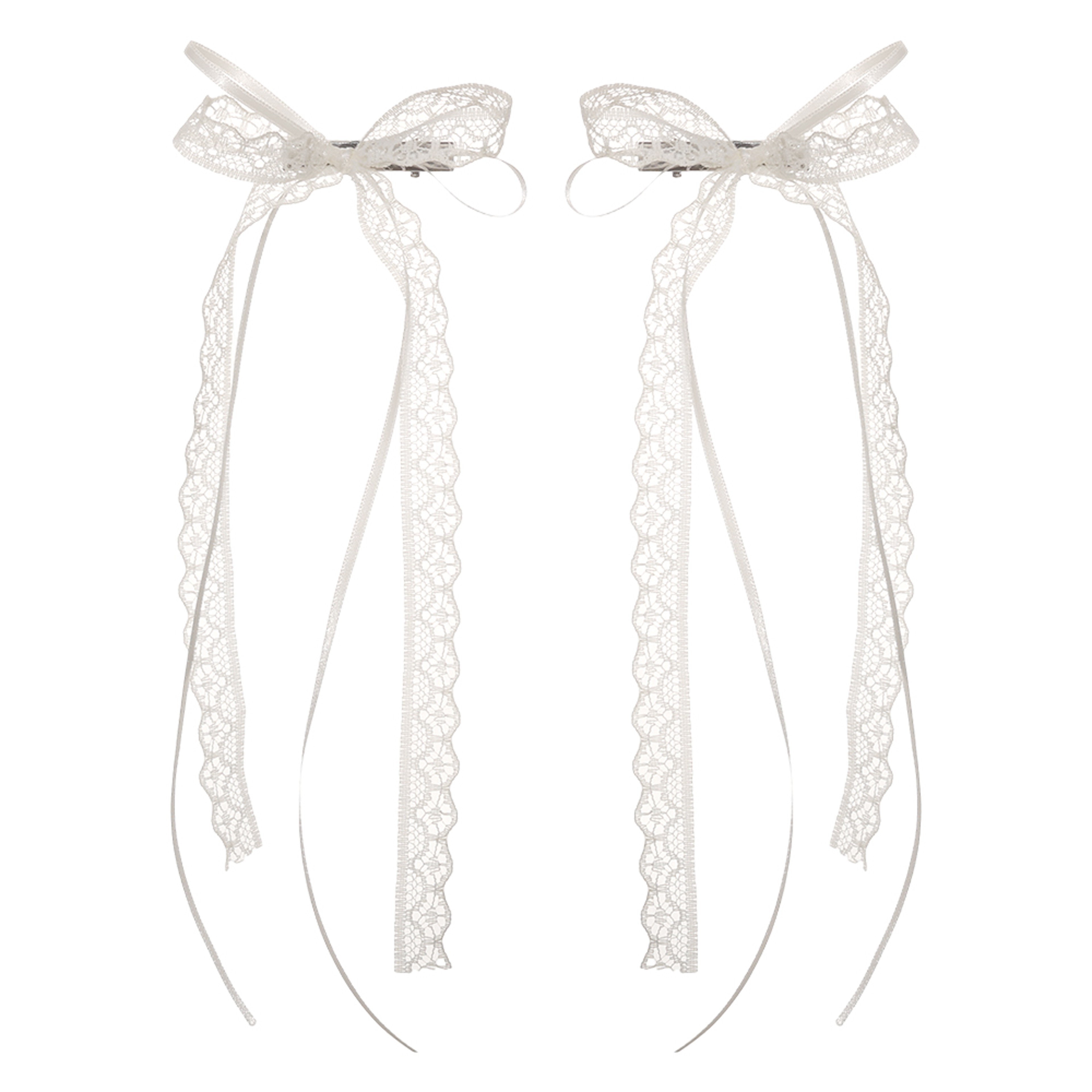 Elegant White Lace Bow Hair Clips for Girls & Women Ribbon Tassel Bow Barrettes Set – view 7