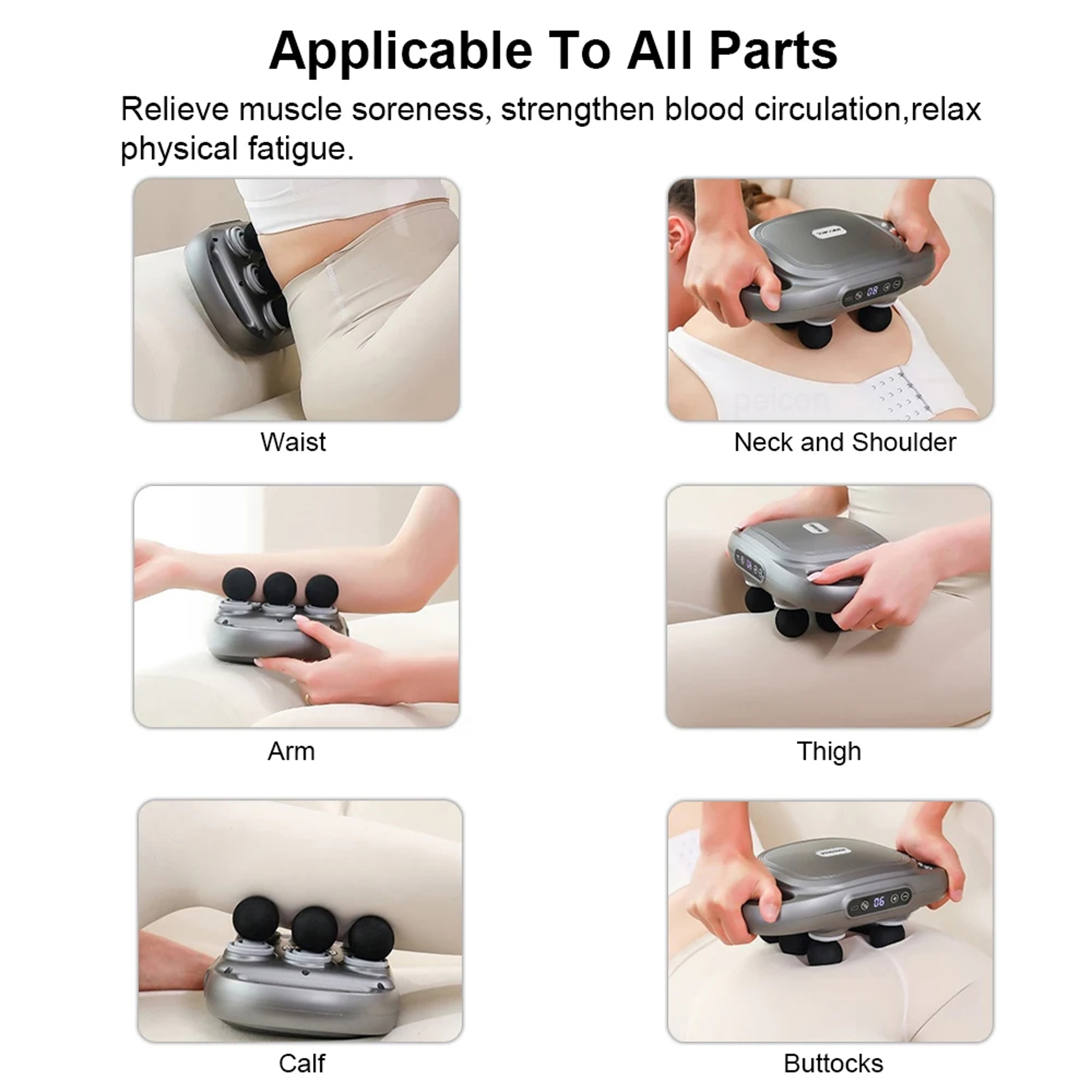 Fascia Gun Muscle Massager Gun High Frequency Back Waist Massage Gun Professional Six Head Body Sho