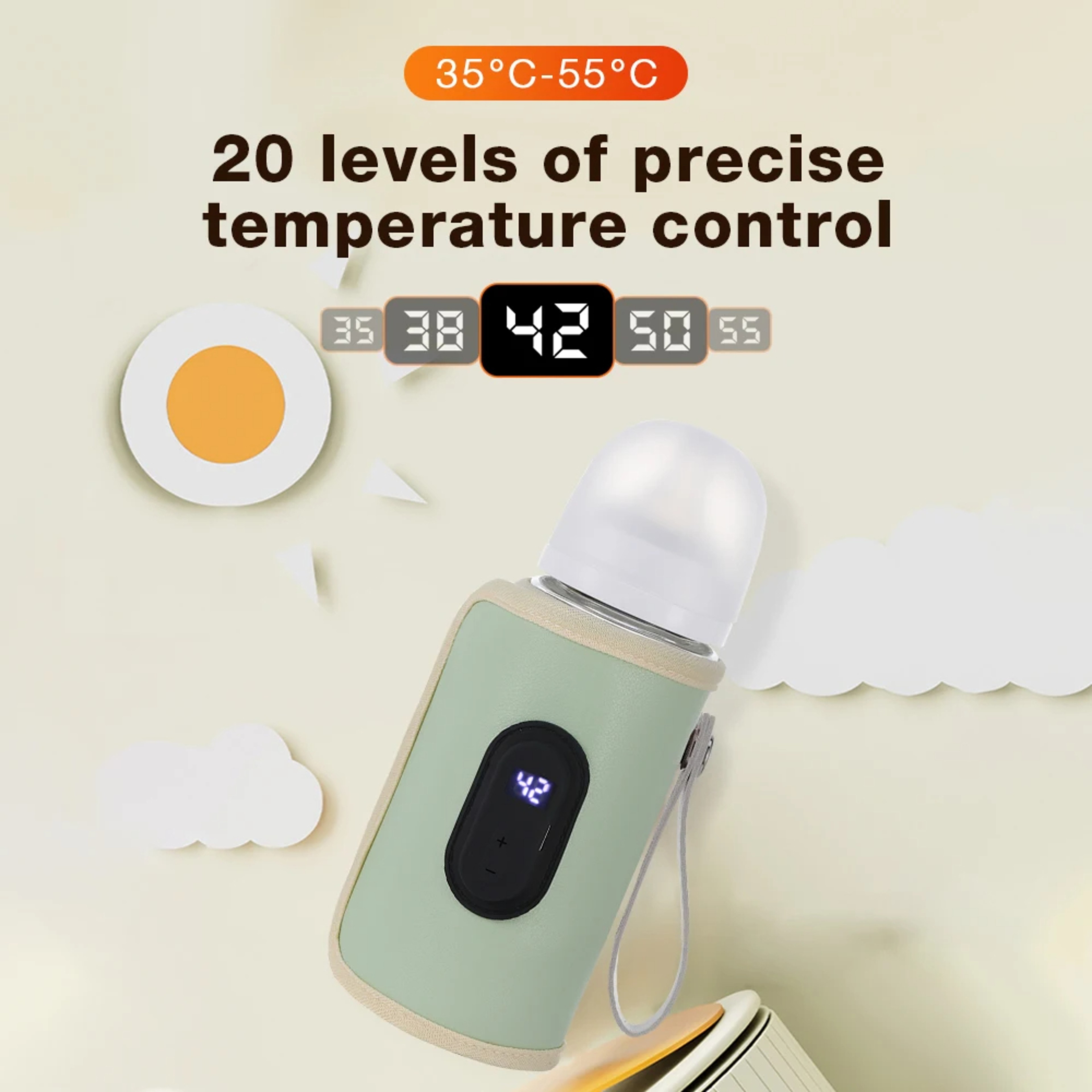 USB Bottle Warmer Insulation Heater For Baby Bottle Cup Thermal Bags 20 Temperature Digital Display 4