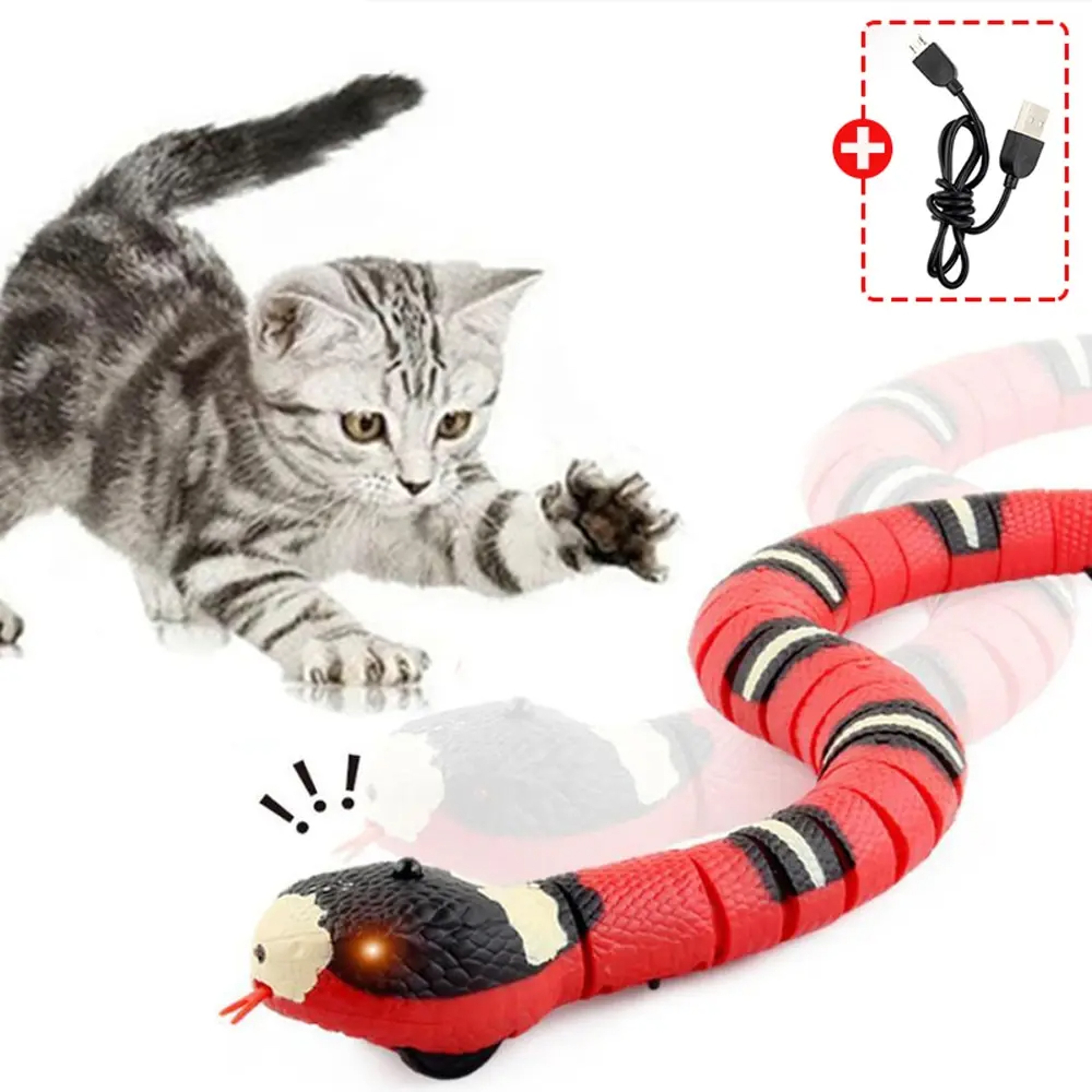 Smart Sensing Cat Toys Interactive Automatic Eletronic Snake Cat Teaser Indoor Play Kitten Toy USB R