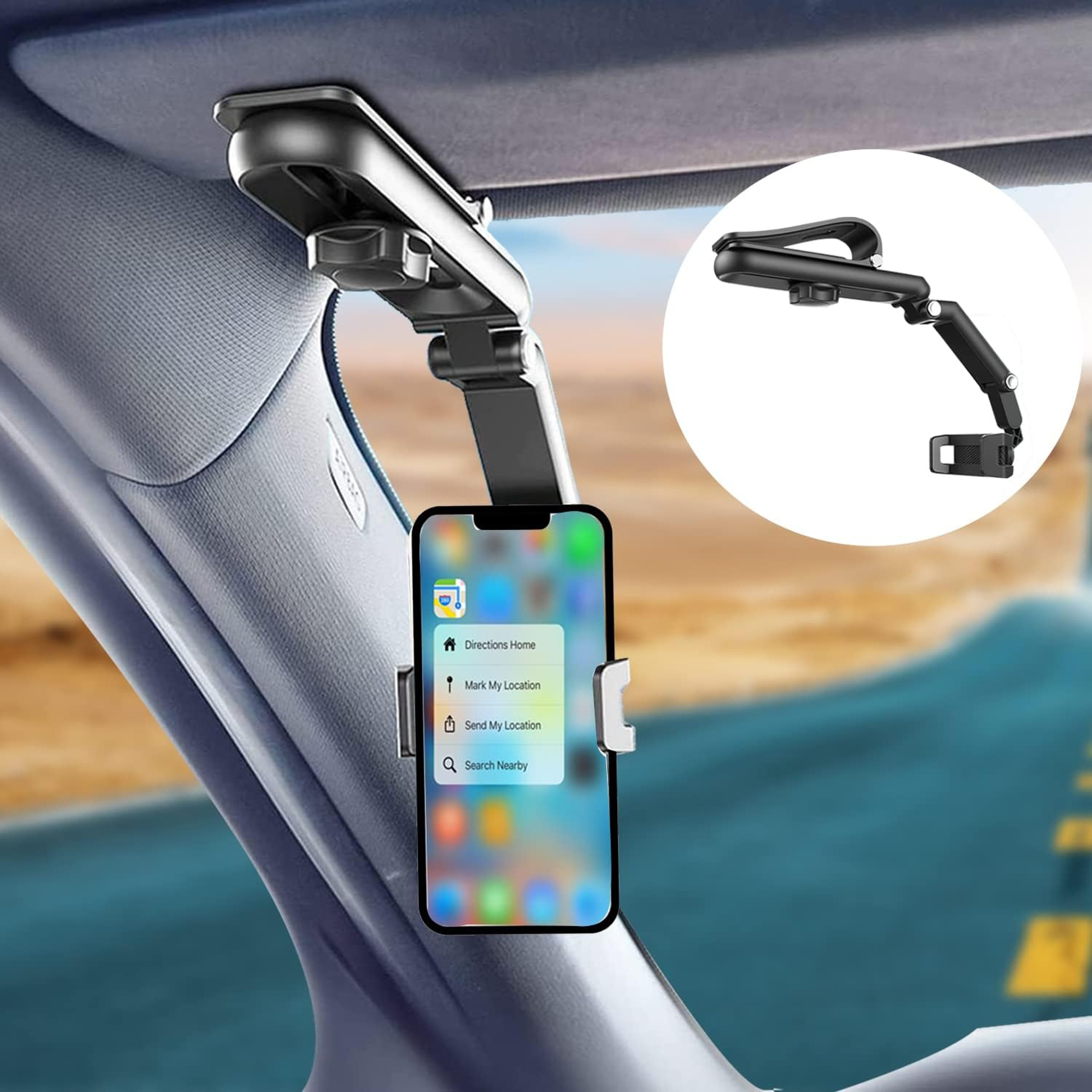 Sun Visor Phone Holder for Car 360 Rotating Universal Phone Mount for iPhone  Android Multi Purpose