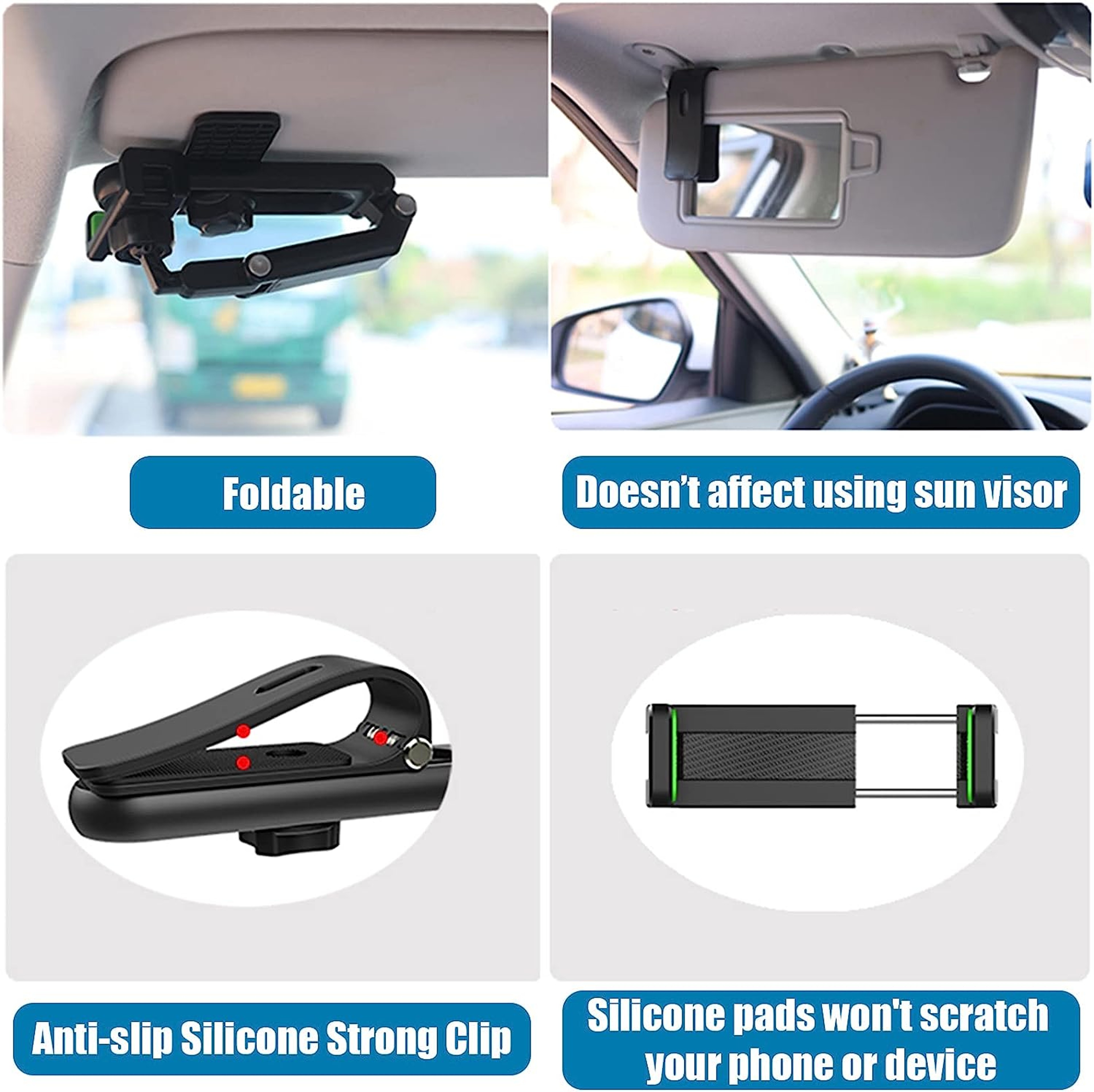 Sun Visor Phone Holder for Car 360 Rotating Universal Phone Mount for iPhone  Android Multi Purpose