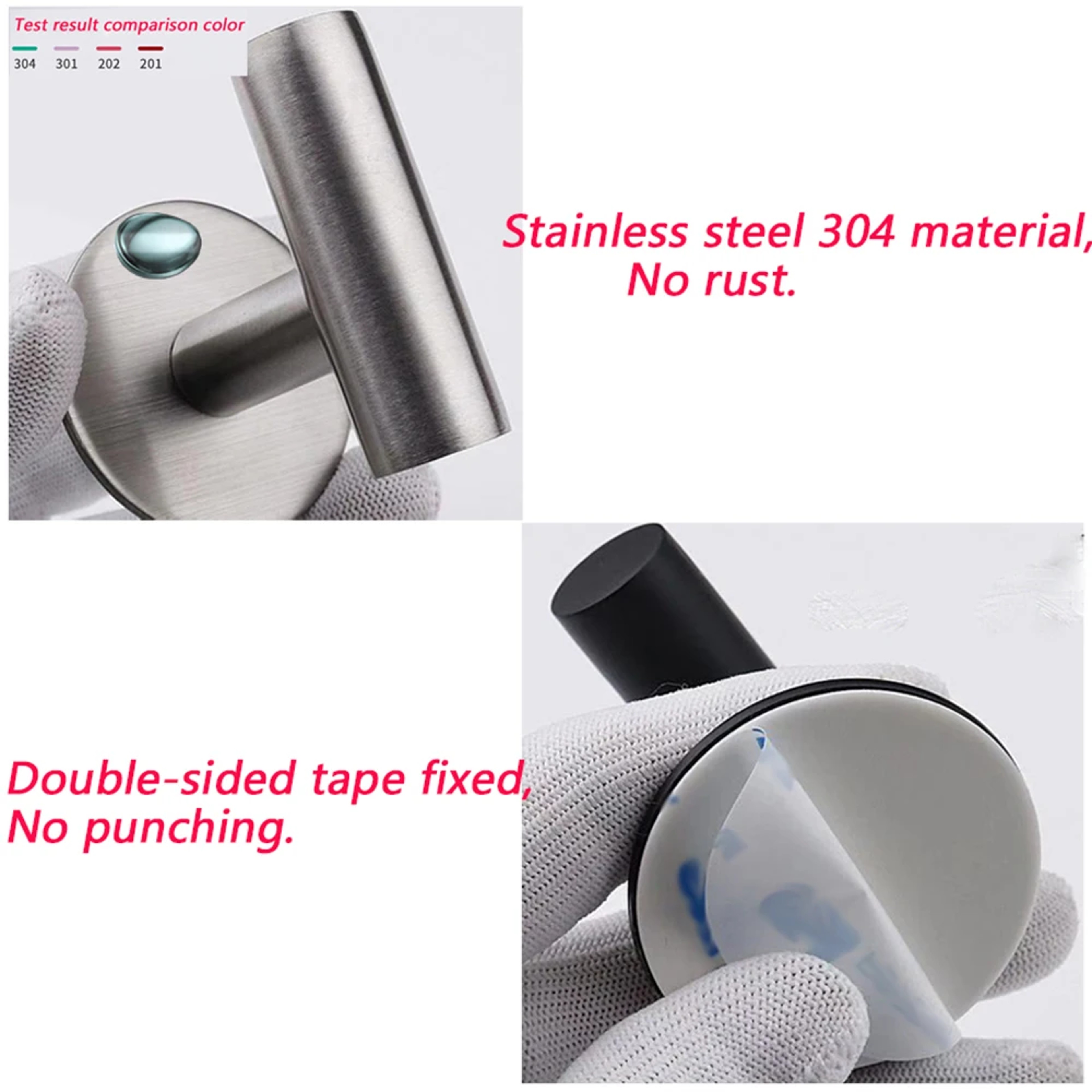 Stainless Steel Wall Hook Adhesive Robe Hooks For Towel Coat  Key Bathroom  Kitchen Storage Accesso 2