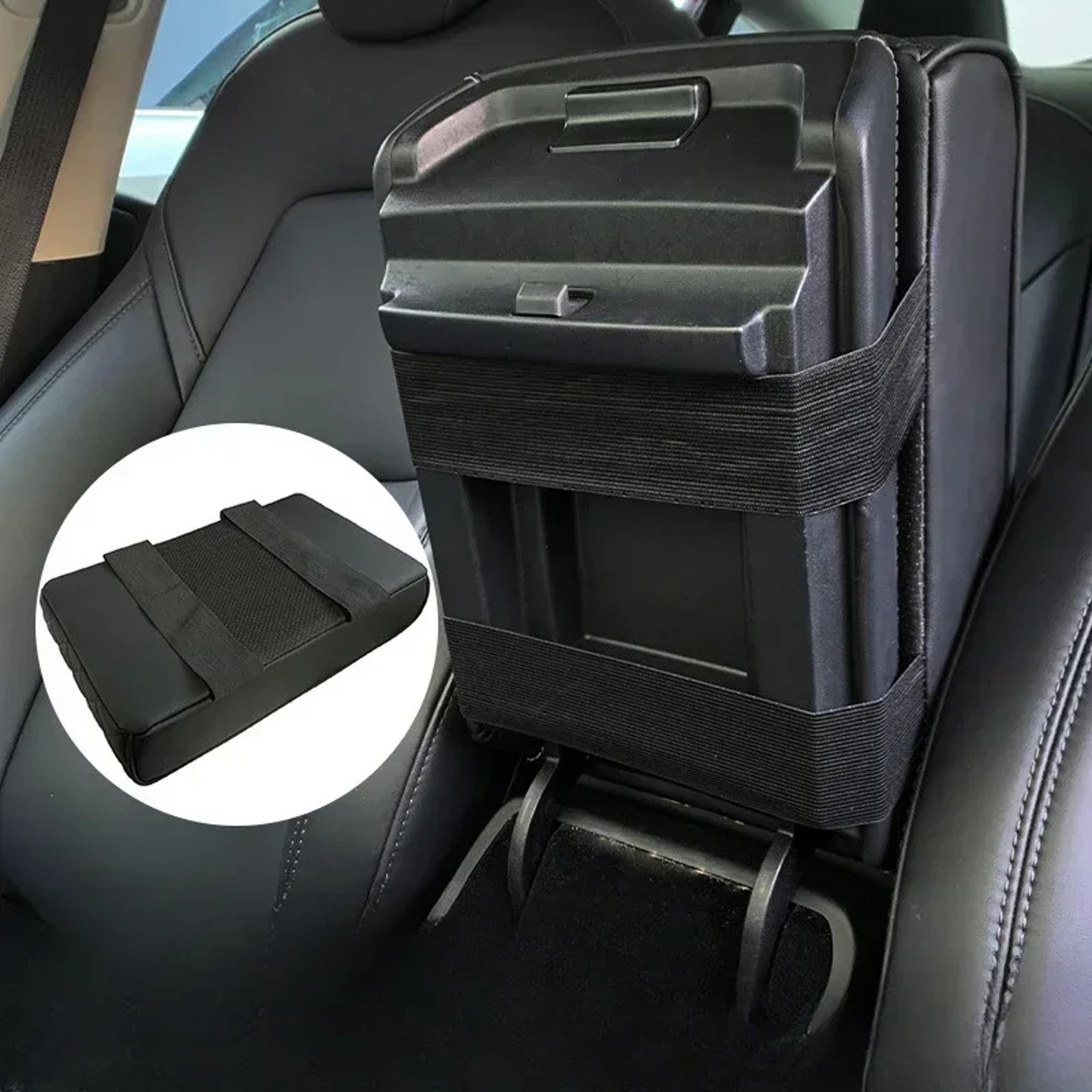 Universal Car Center Console Armrest Cushion With 2 Cup Holders PU Leather Height Adjustable Pad Fo 3