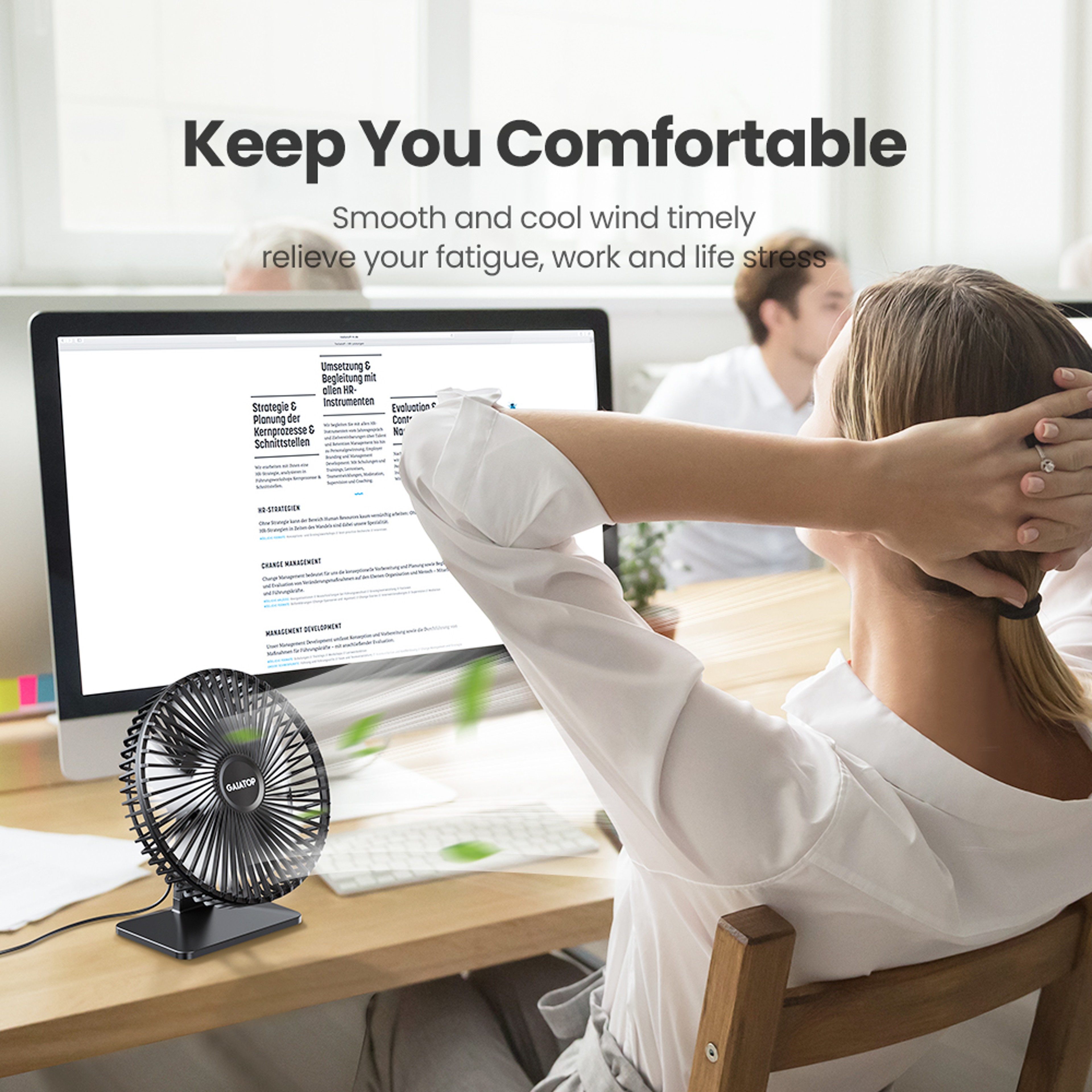 Gaiatop Portable USB Desk Fan 90 Adjustable UltraQuiet 4Speed Cooling Fan For Home Office  Travel 3