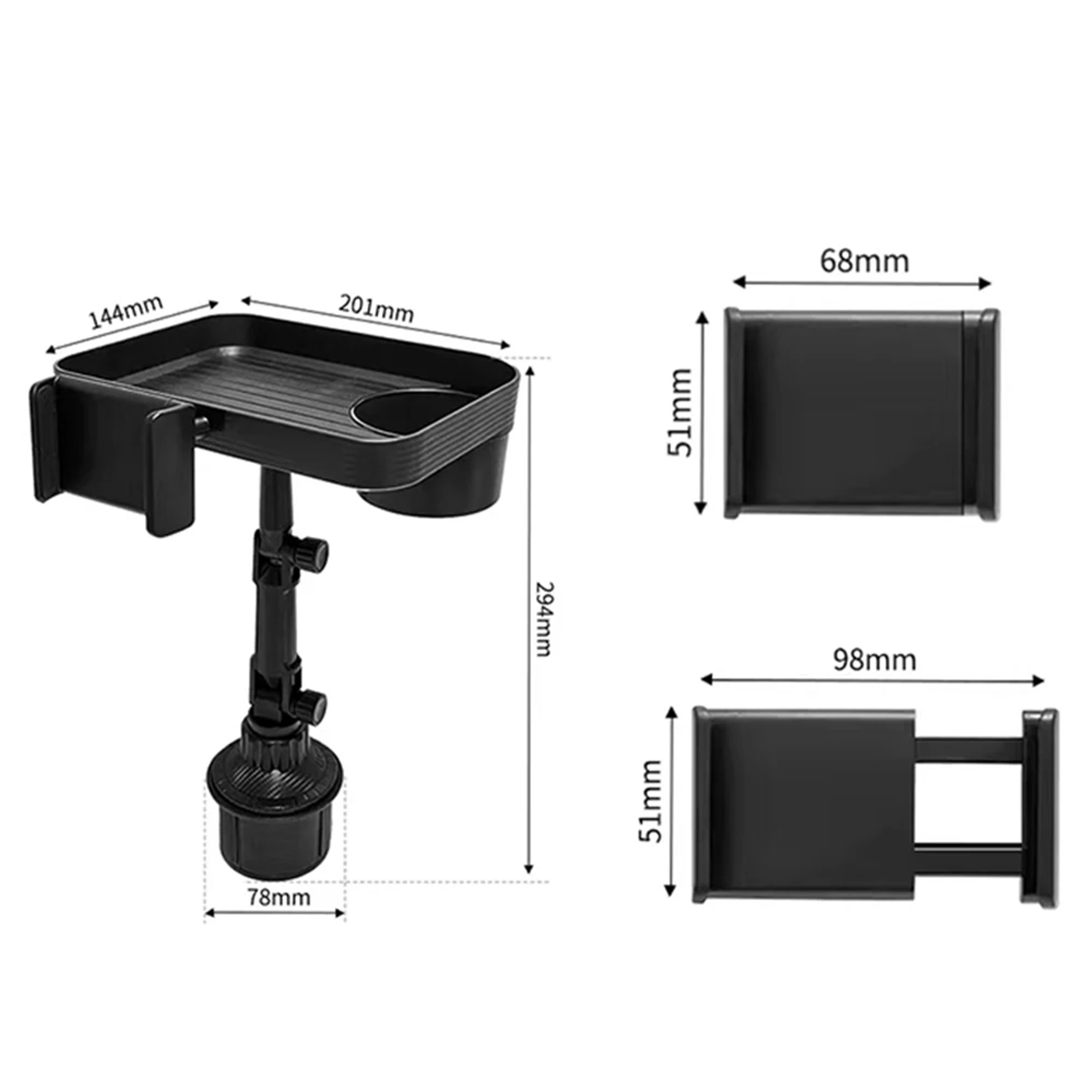 360° Rotating Car Cup Phone Holder – Adjustable Stand Mount & Food Organizer Tray – view 5