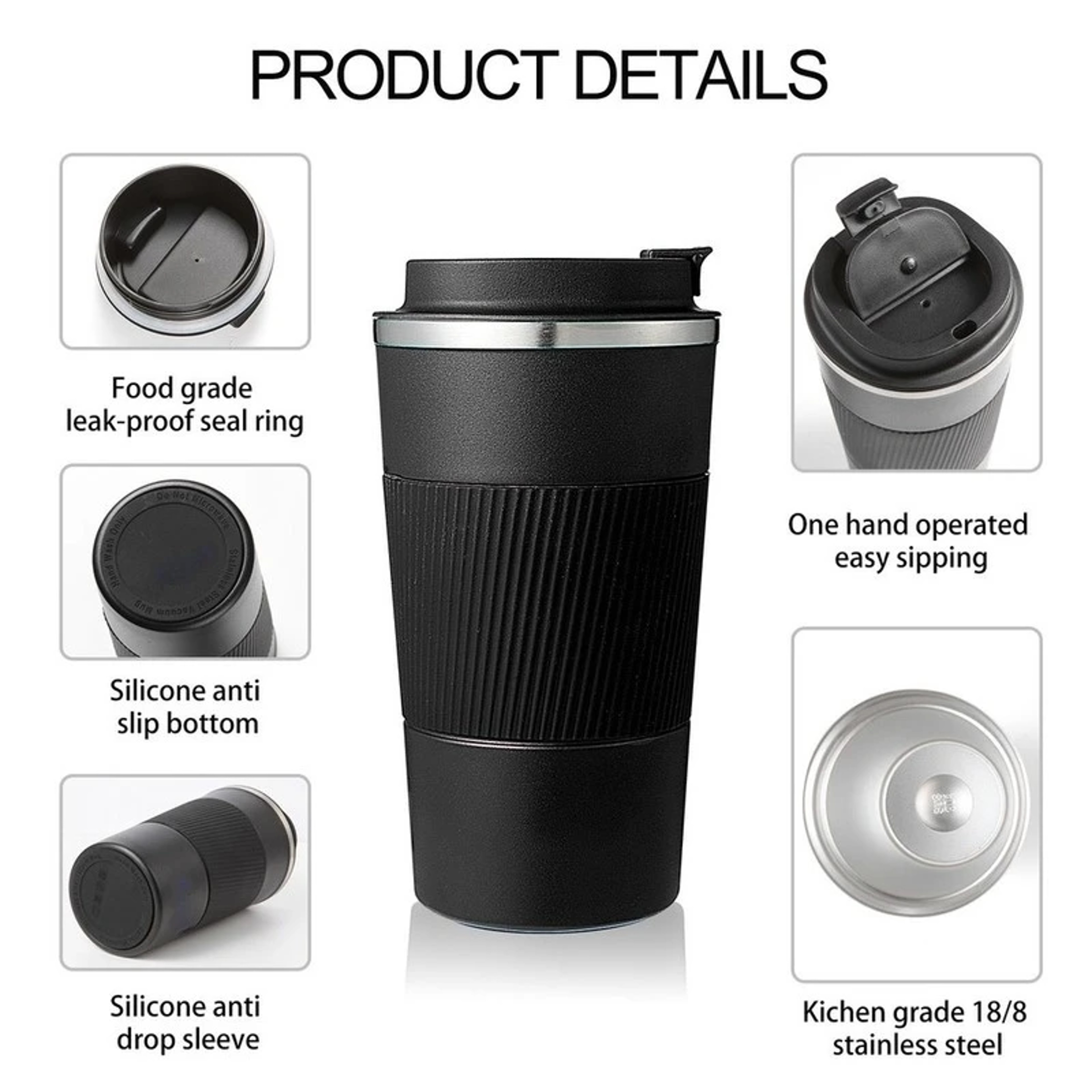 Stainless Steel Reusable Coffee Cup Reusable Travel Coffee Mug for Office & Car – view 5