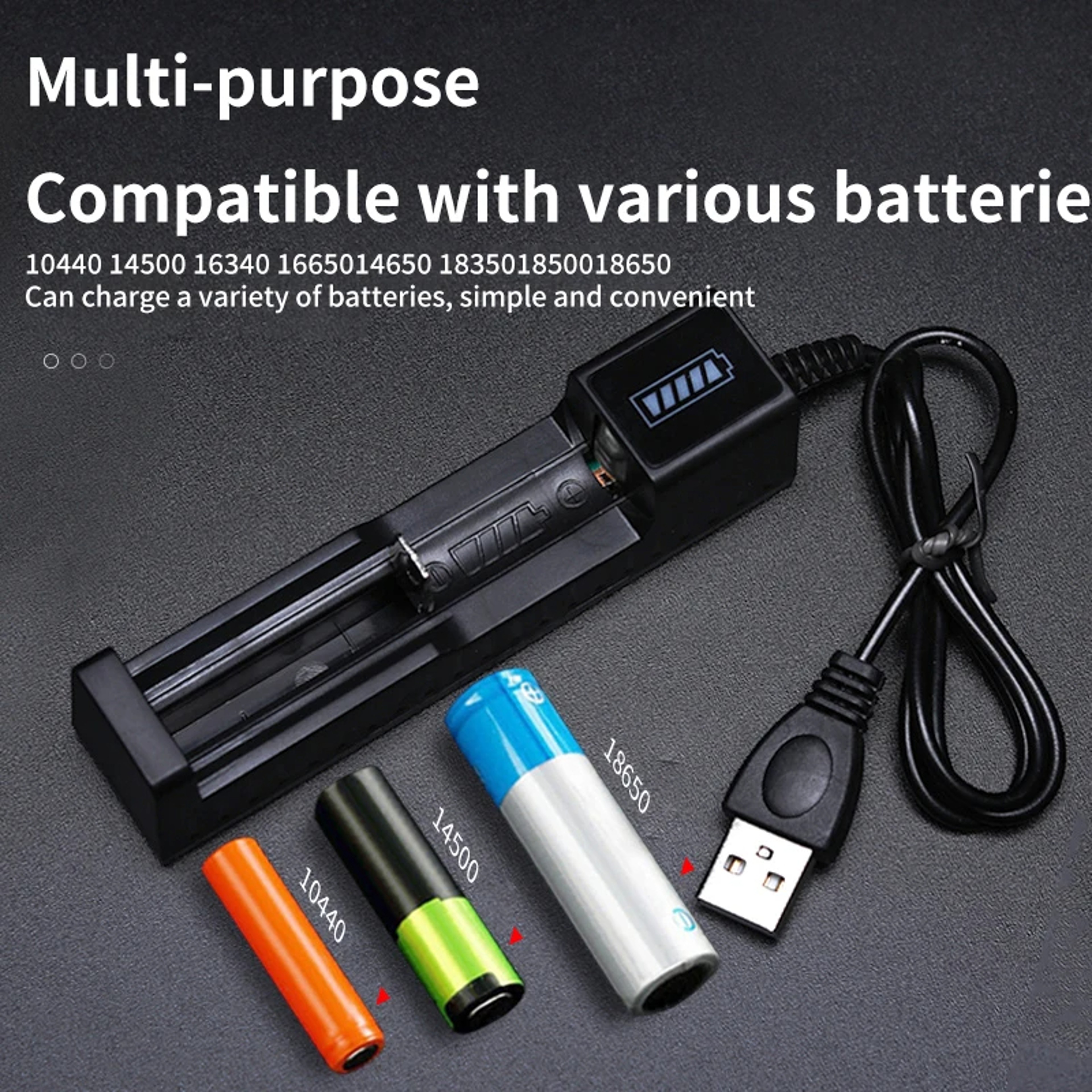 18650 Battery Charger 1/2/4 Slot USB Charger for Rechargeable Lithium Batteries (16340, 14500, 18650) – view 3