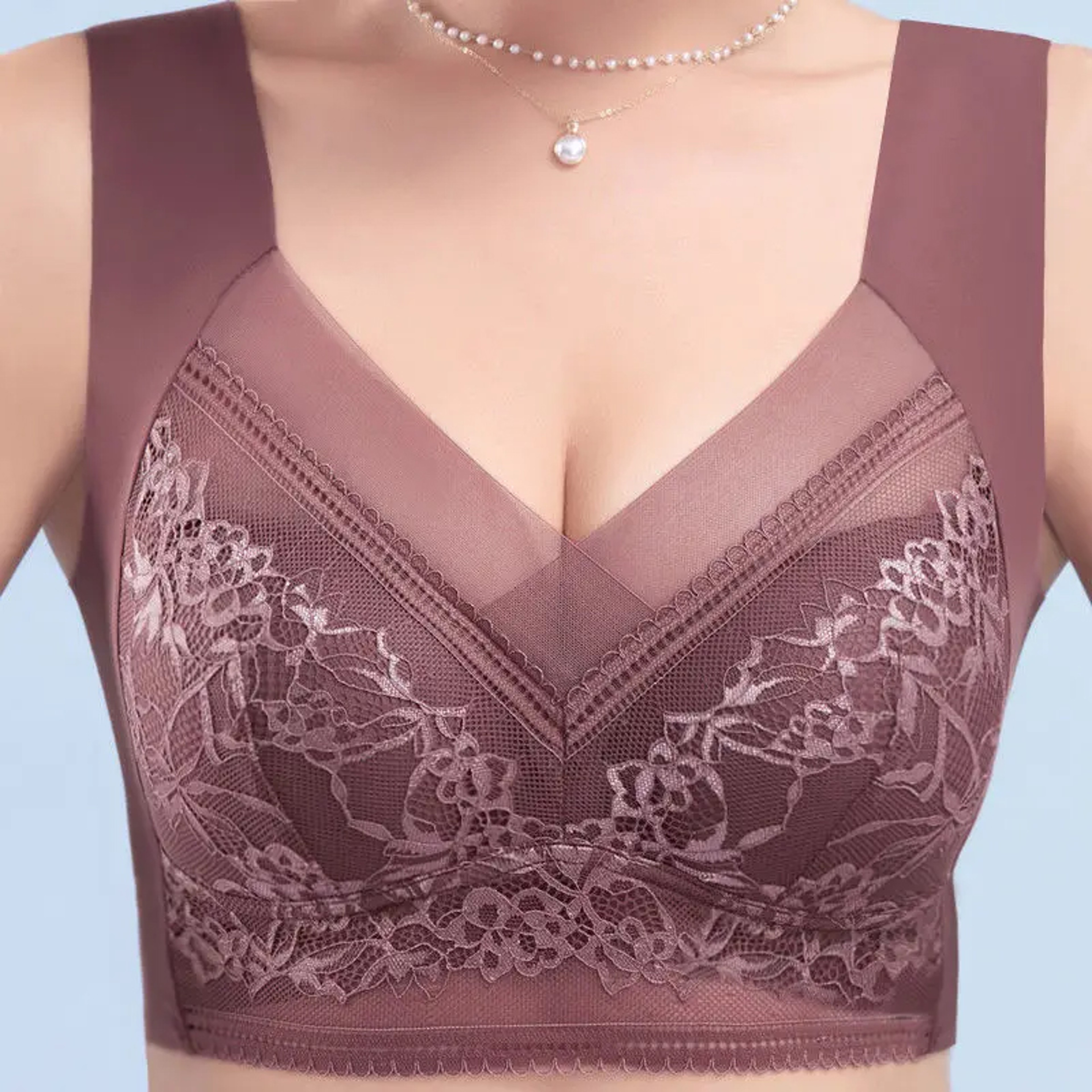 Womens Plus Size Push Up Bra, Ice Silk Seamless Bralette with Lace Trim, Wireless Comfort for Summer & Everyday Wear – view 3