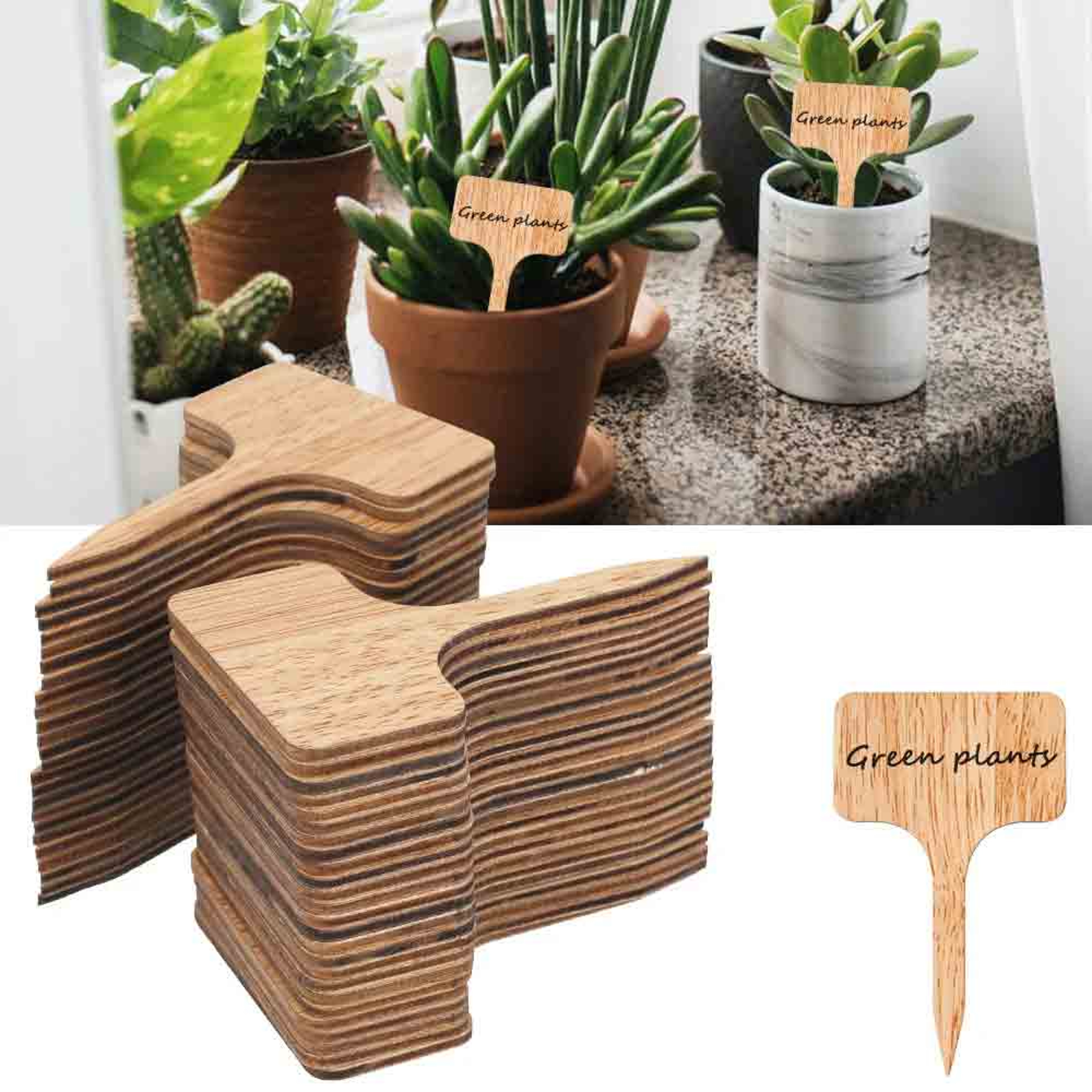 EcoFriendly TType Bamboo Plant Labels Sustainable Wooden Garden Markers For Bonsai Herbs Flowers  S 2