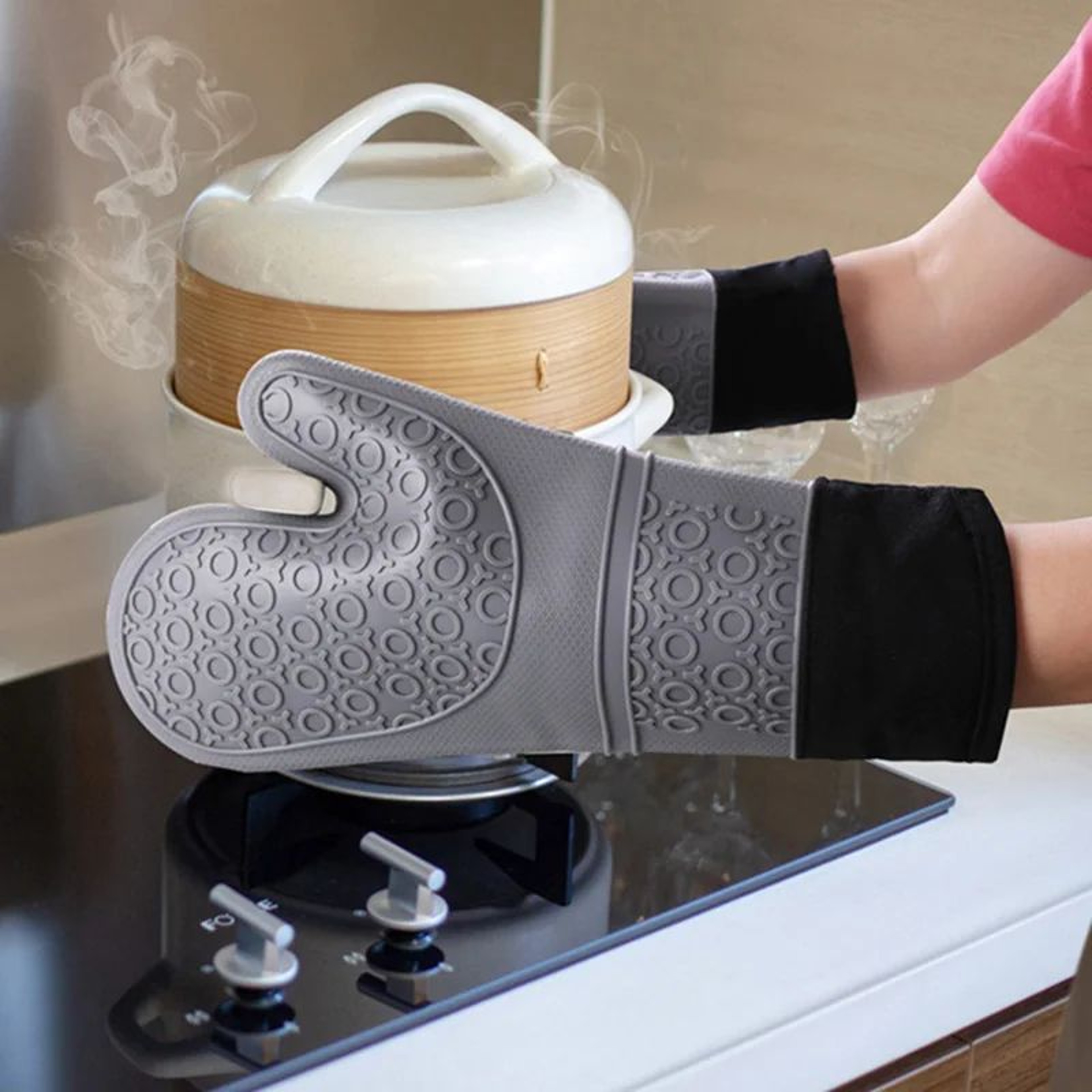 Professional Oven Gloves Heat Resistant NonSlip Grip  Soft Inner Lining For Grilling Baking And BBQ 0