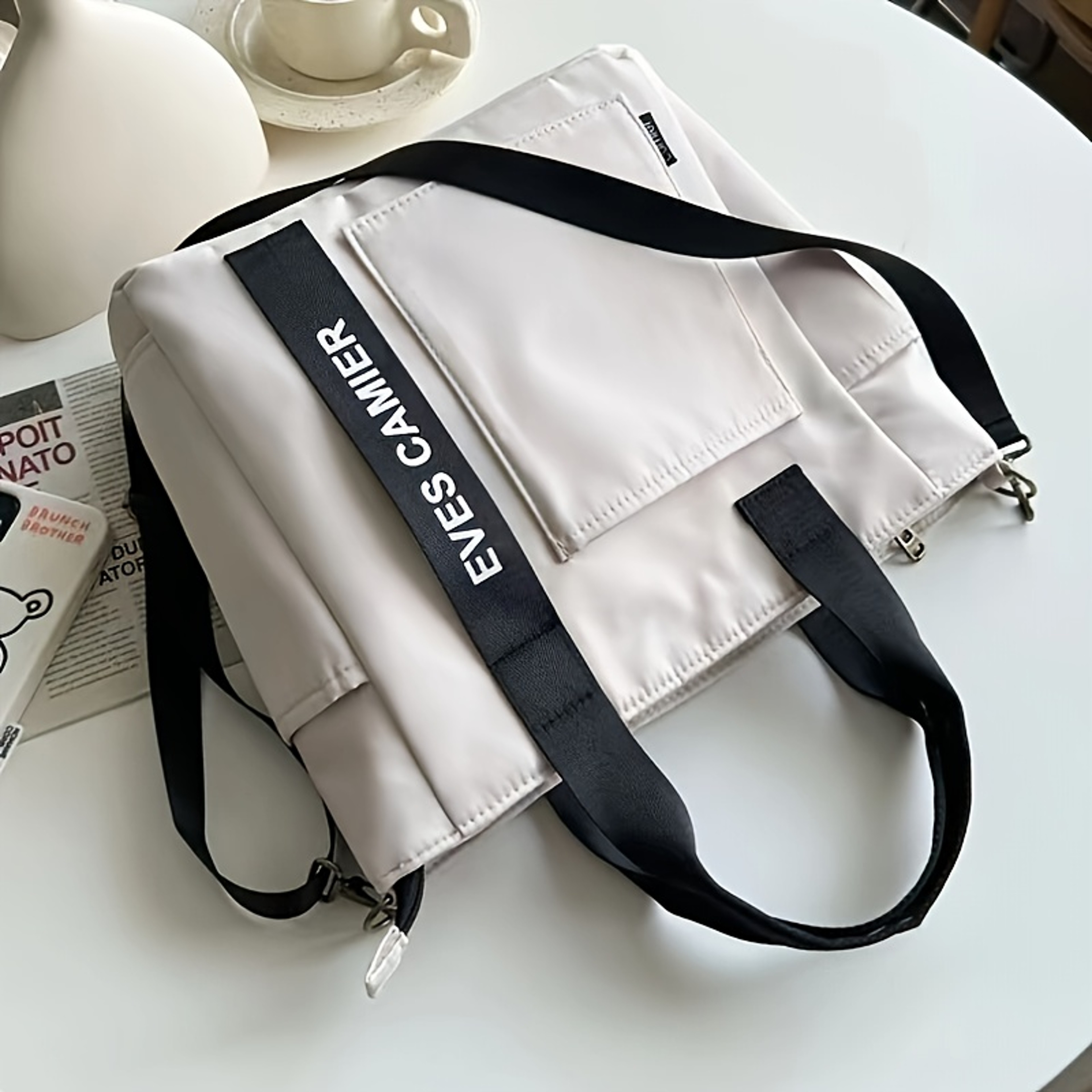 Fashionable Canvas Tote Bag, Hand Carry Duffel Bag, Shoulder Bag For Women Messenger Bag with Zipper Closure – view 2
