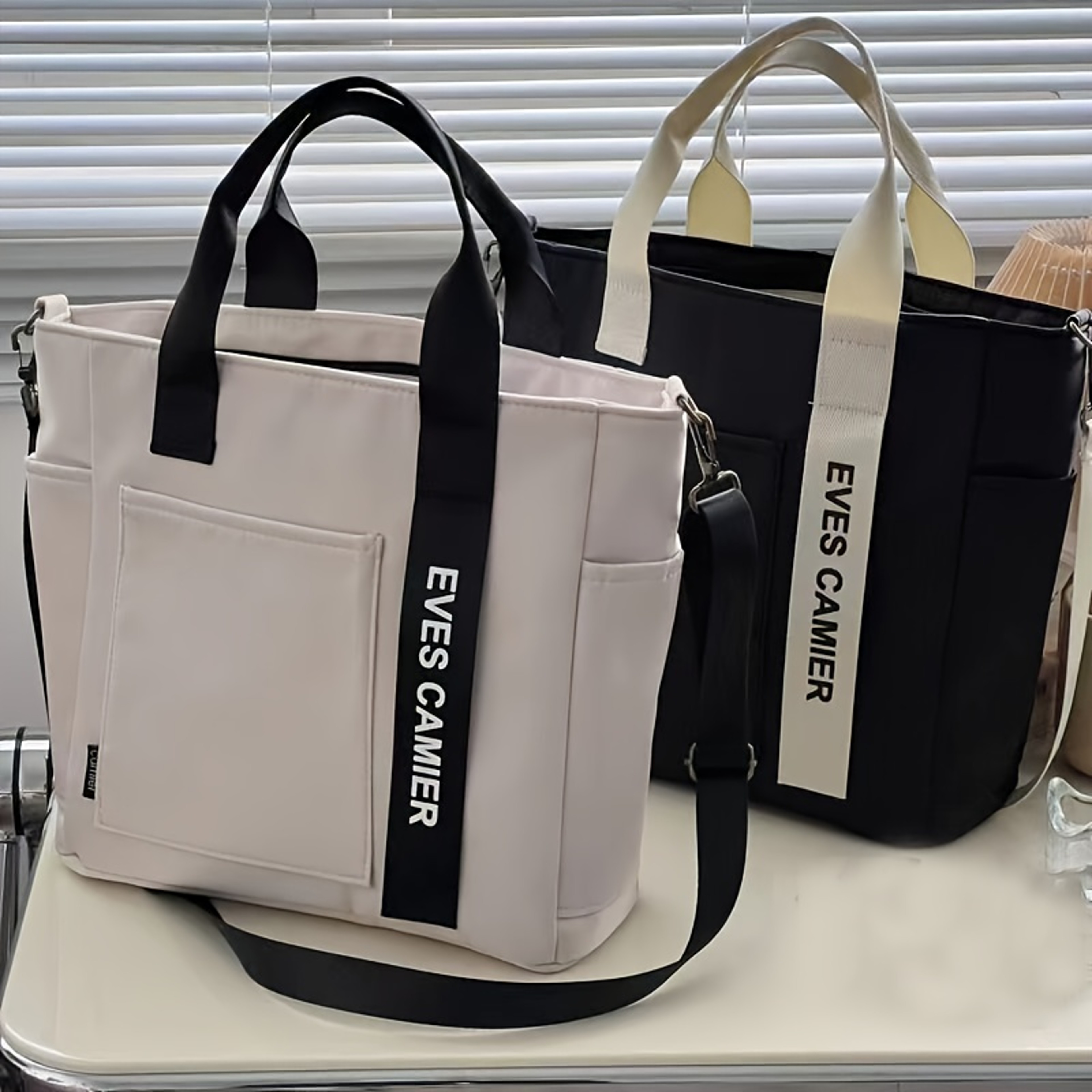 Fashionable Canvas Tote Bag, Hand Carry Duffel Bag, Shoulder Bag For Women Messenger Bag with Zipper Closure – view 3