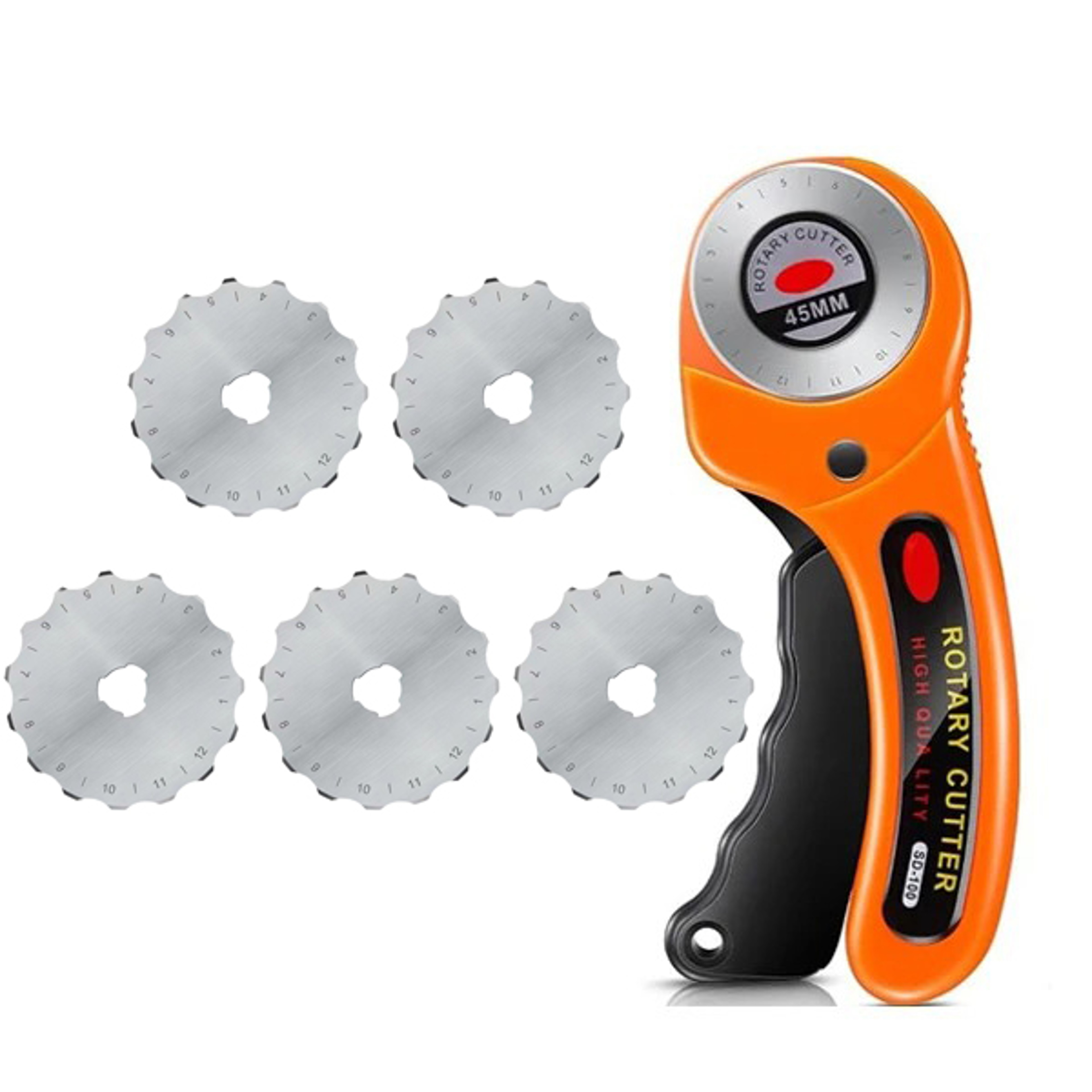 45mm Rotary Cutter with 5 Blades, Fabric Cutter with Safety Lock, Quilting Sewing Leather Cutting Perforating Tool – view 9