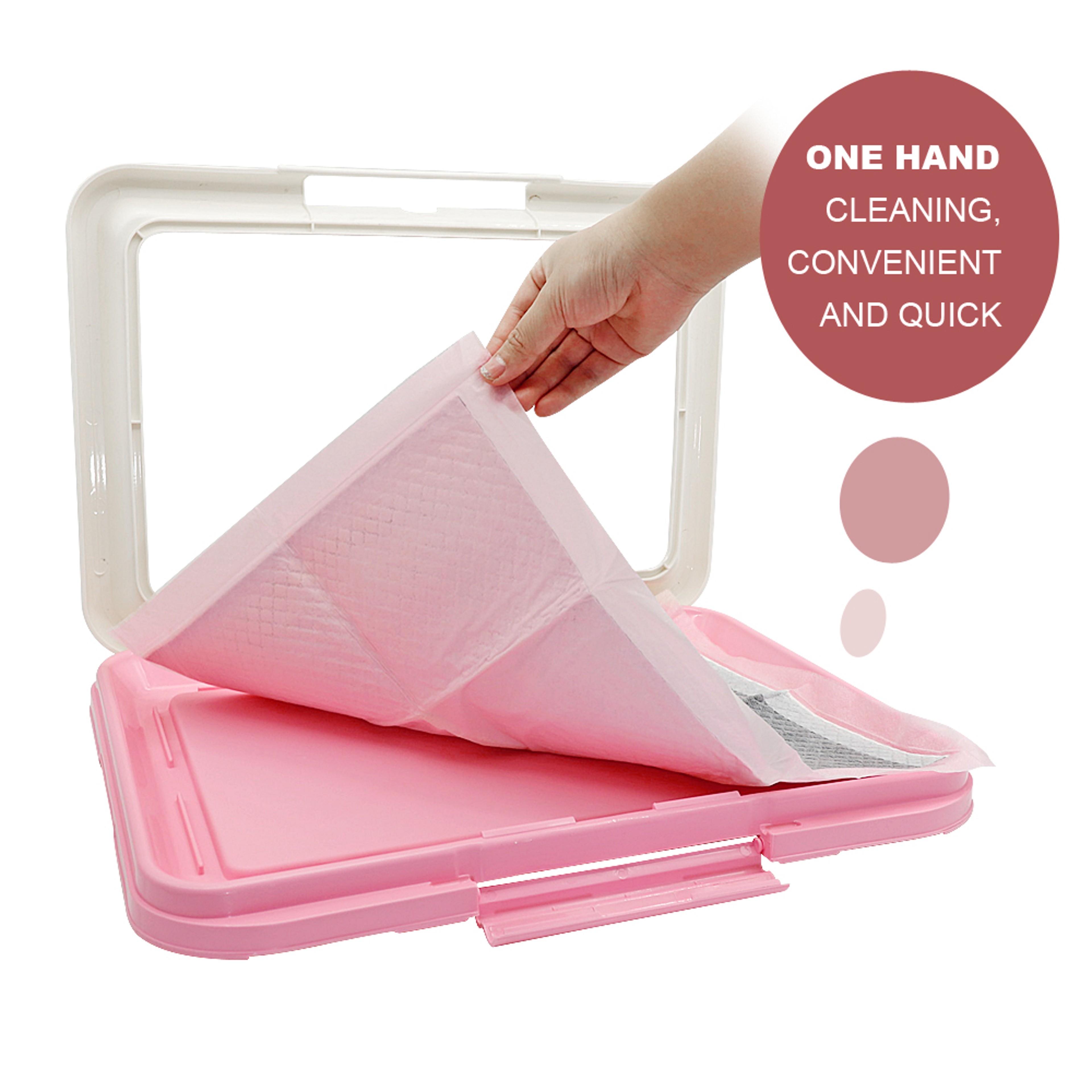 Portable Indoor Dog Potty Tray with Puppy Pad Holder for Small Dogs and Cats – view 5