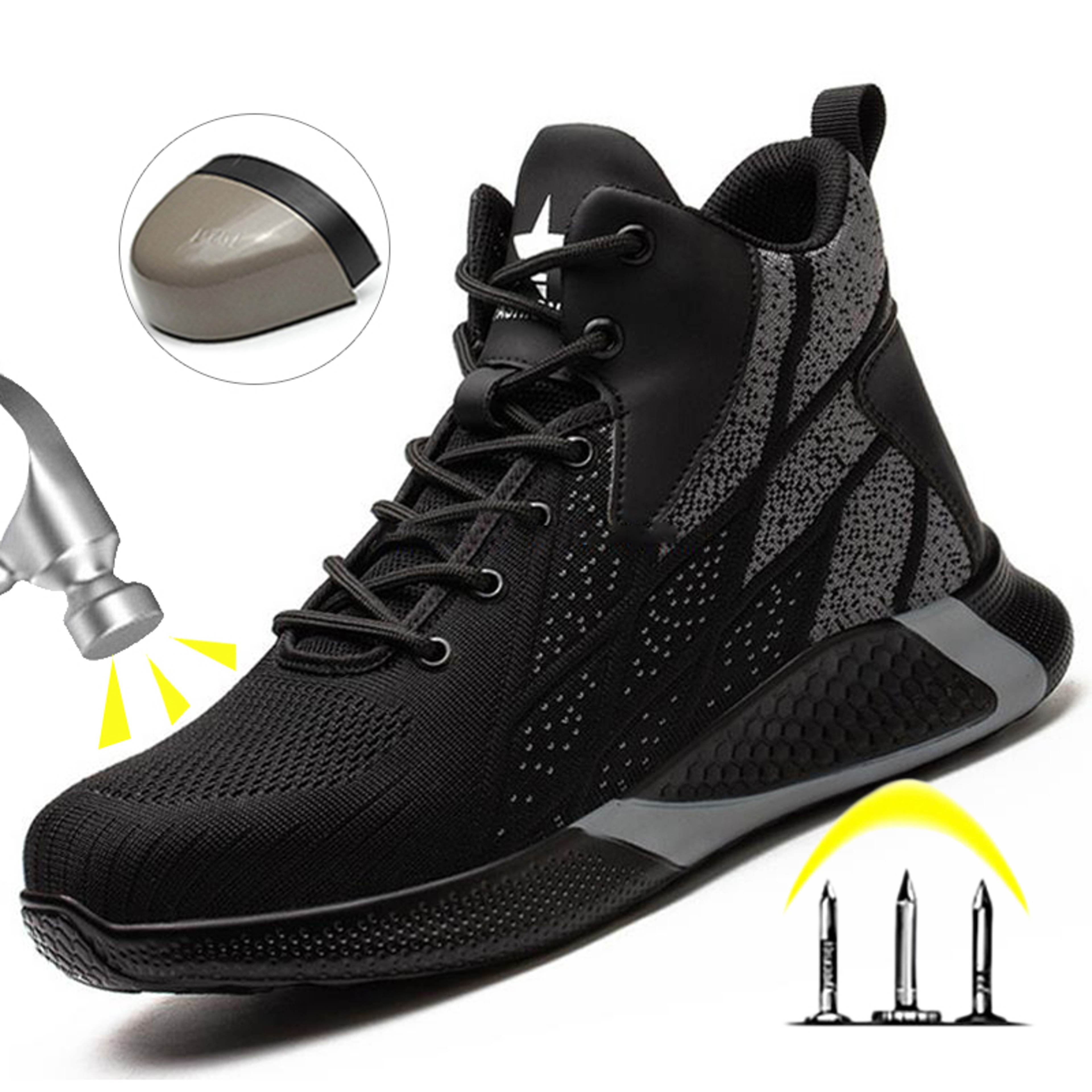 Steel Toe Work Shoes,Indestructible Man Safety Boots,High Top Anti Smash Safety Shoe for Construction &Winter Protection – view 1