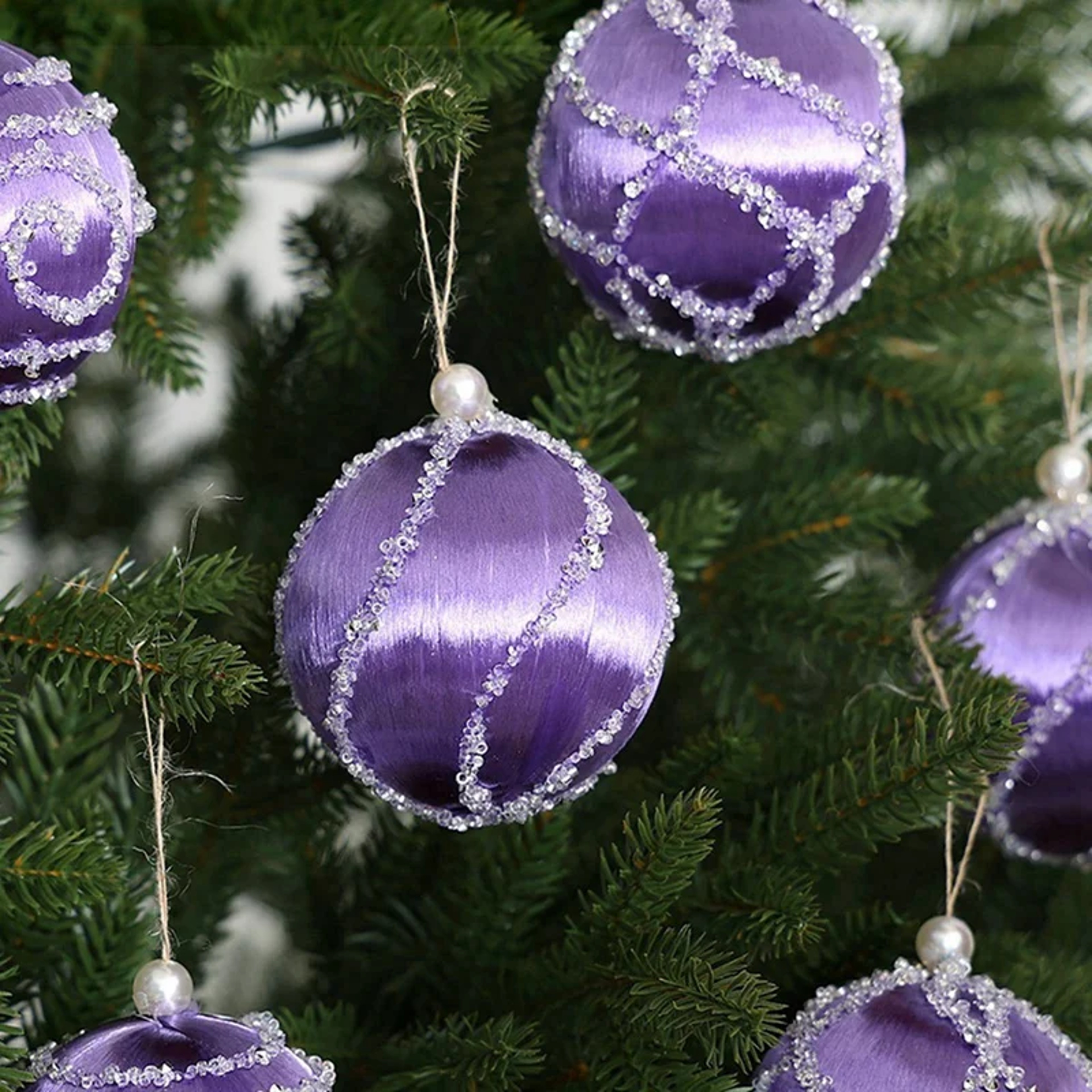 Hanging Bauble Ornament, Christmas Tree Ball, Silk Thread Sequin Decorative, New Year Party Pendants, Tree Dec Decor – view 3