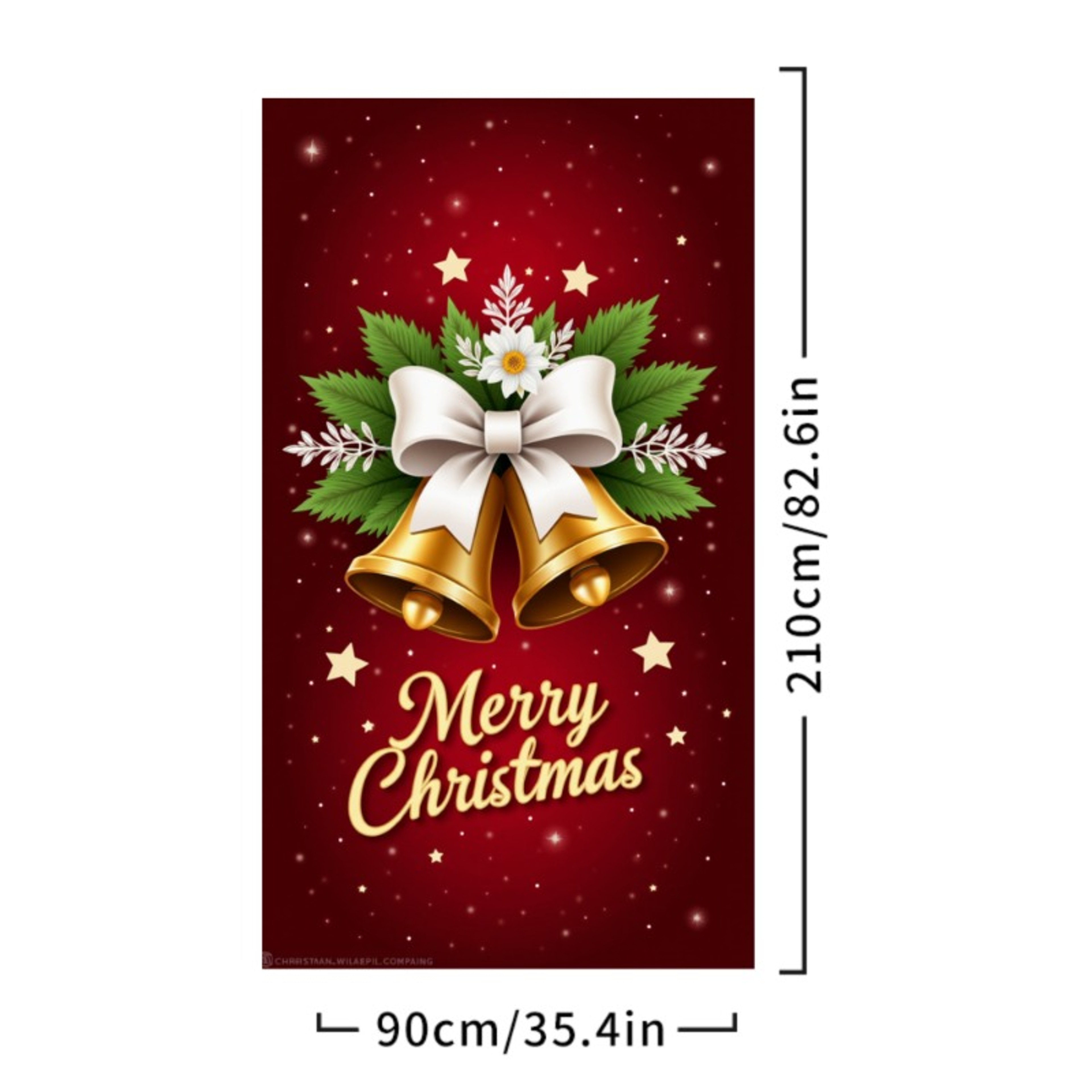 Merry Christmas Door Cover, Bell Garland Door Decor, Dining Table Cover, Elastic Holiday Decoration – view 2