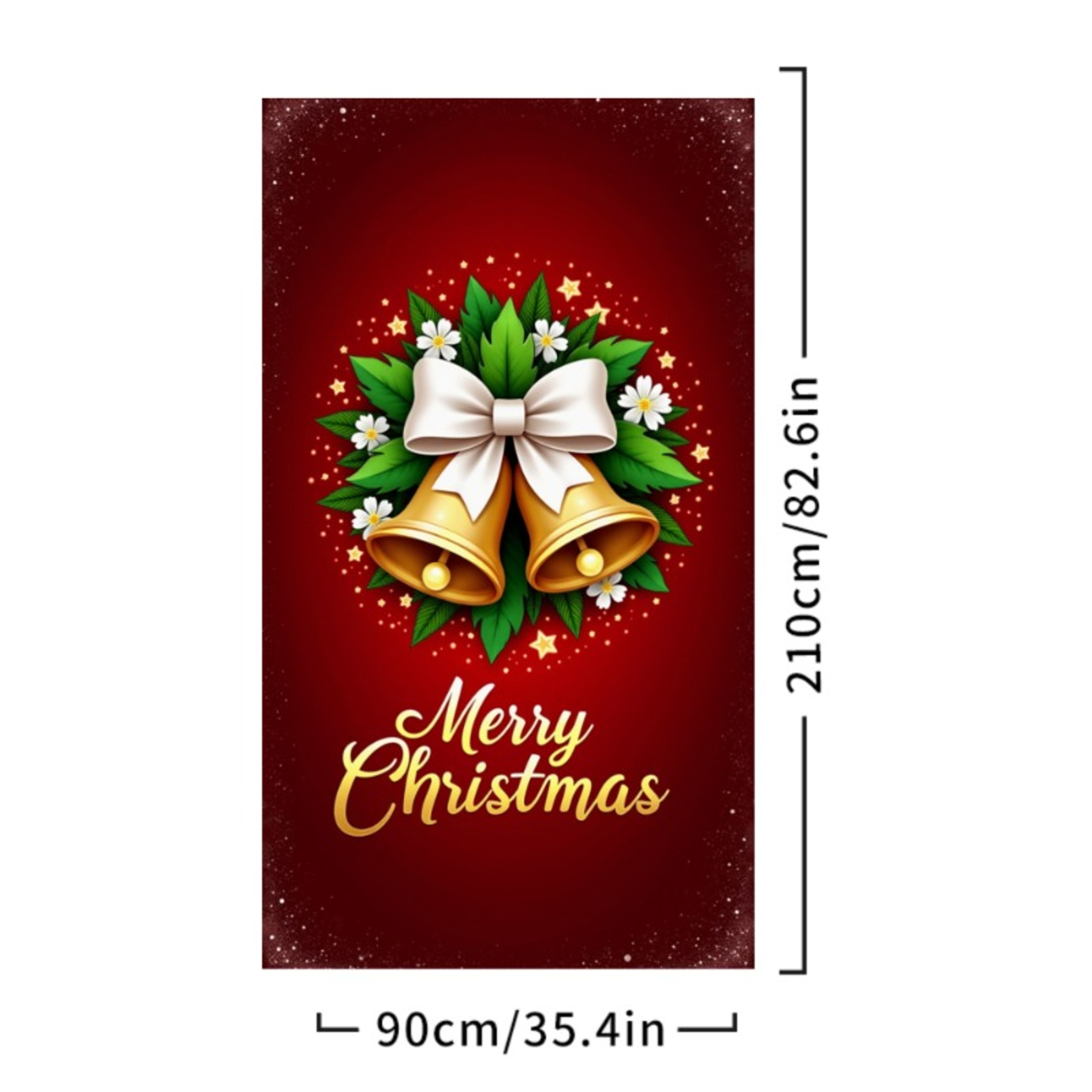 Merry Christmas Door Cover, Bell Garland Door Decor, Dining Table Cover, Elastic Holiday Decoration – view 16